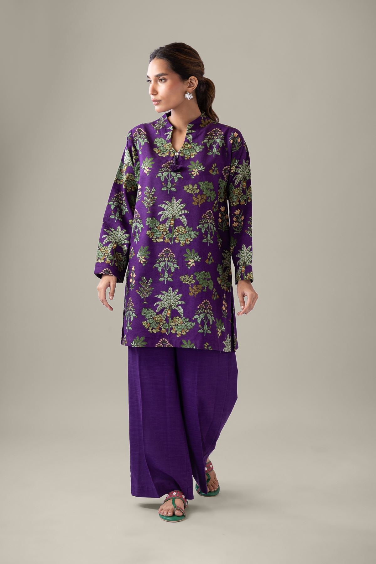 Printed Khaddar Kurta - 25-09-12E2-02TA-VG