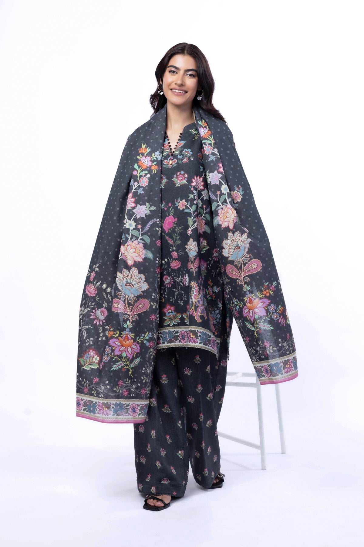 Printed Karandi Fabrics 3 Piece - KW59B-VG