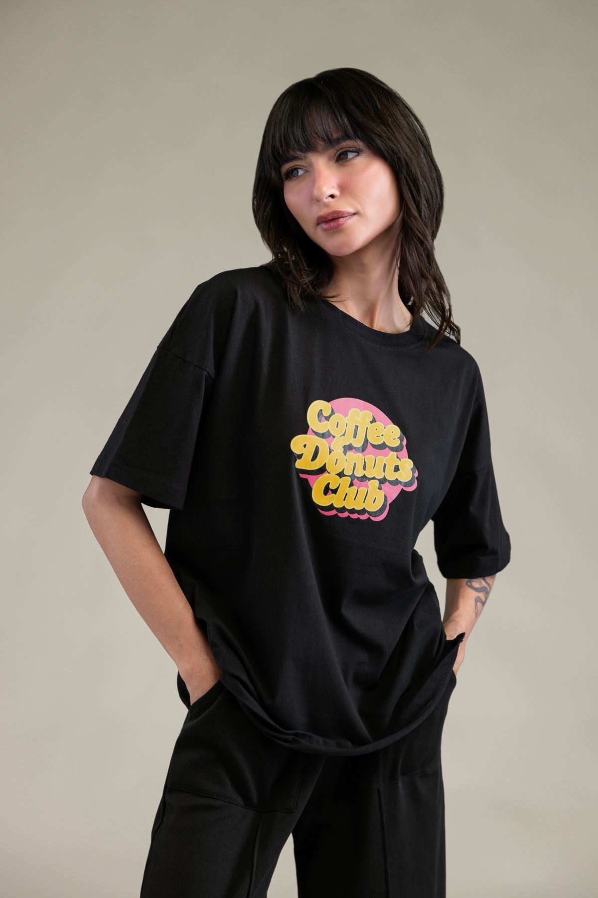 Embroidered Lycra Jersey Short Black T-Shirt - 2-26-206-A-H1-VG