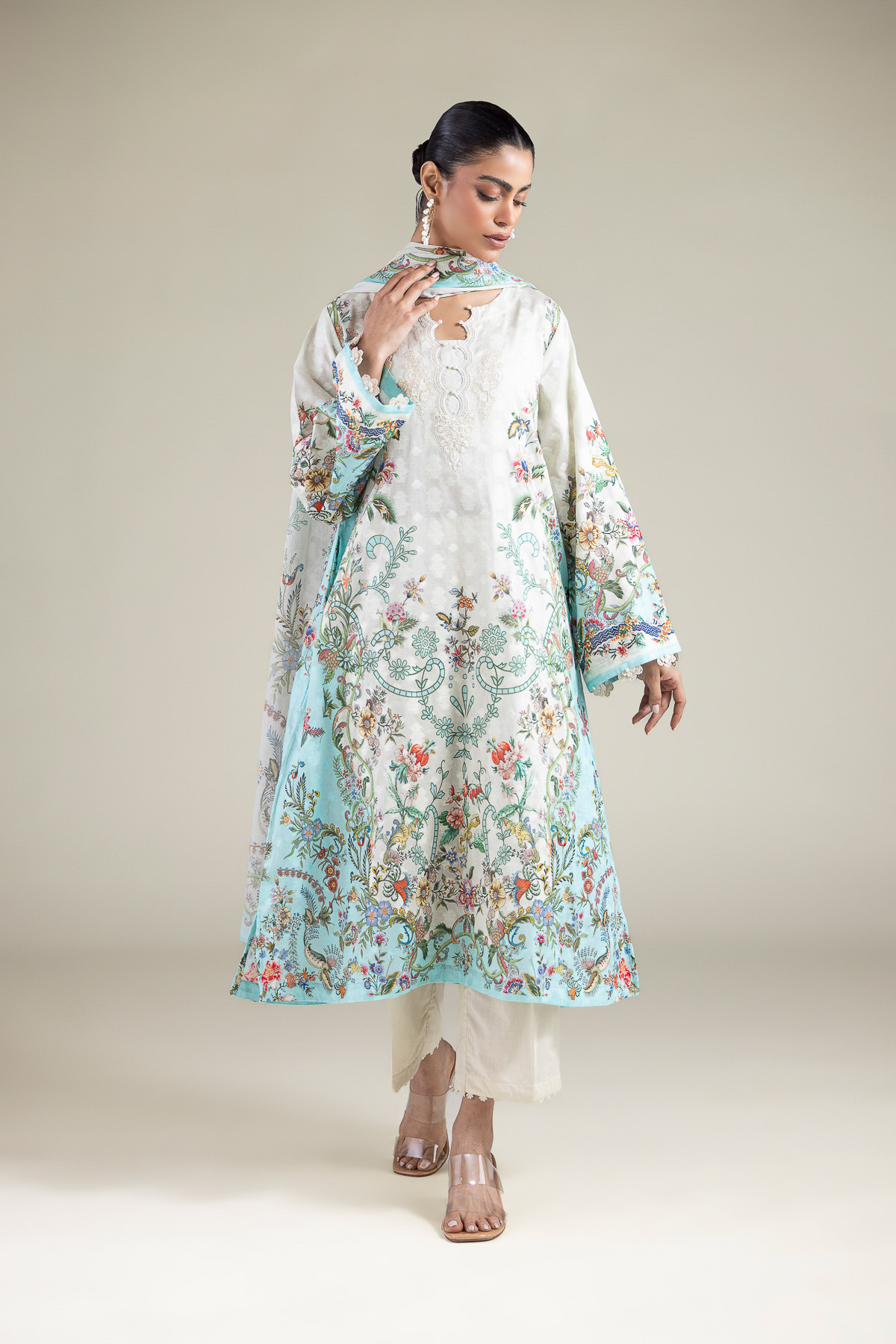 Embroidered Broshia Fabrics 3 Piece - T-A33-26-207FD1-VG
