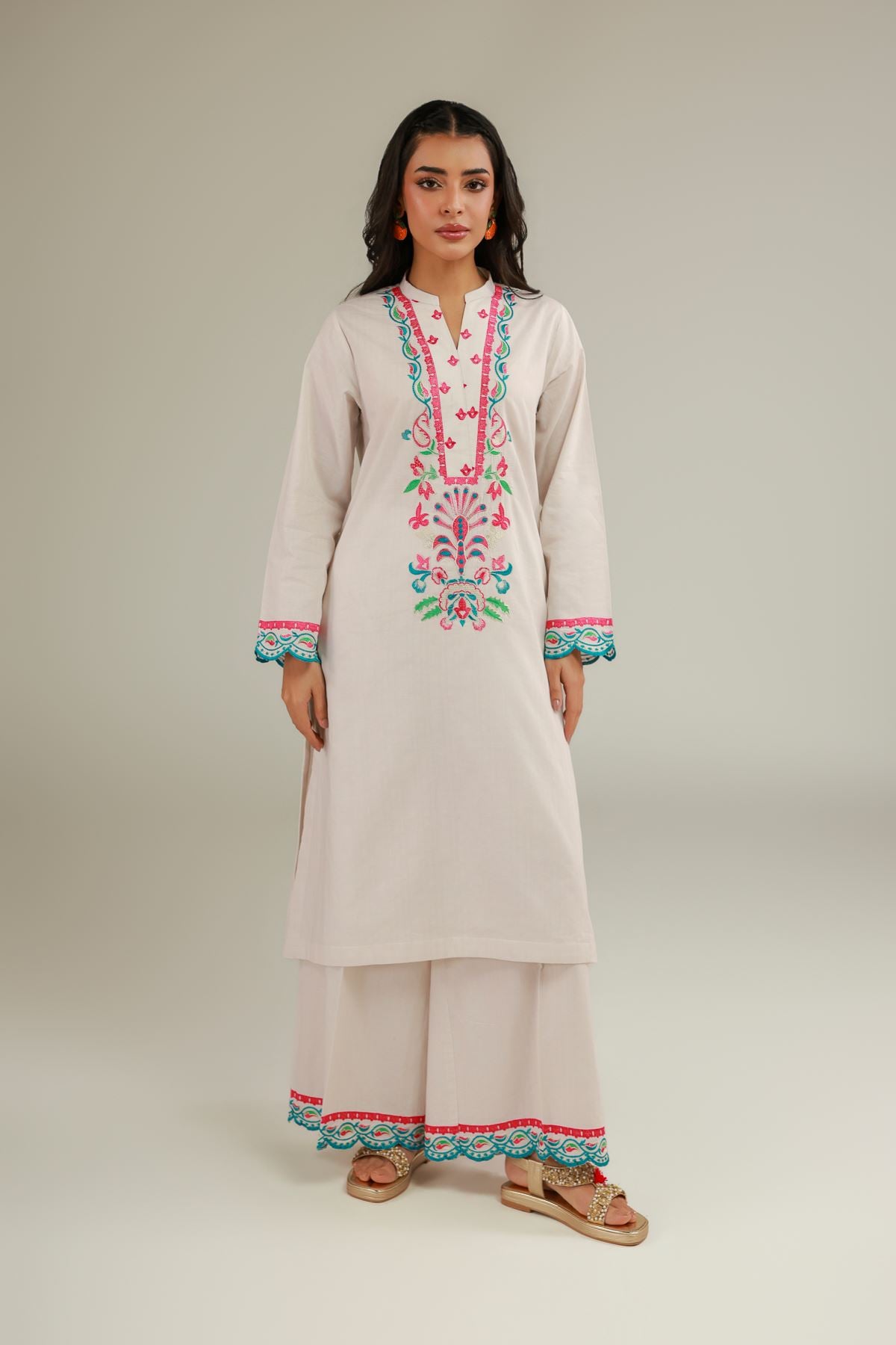 Embroidered Cotton Dobby Floral Cotton Kurta - 1-26-137-A-B-VG