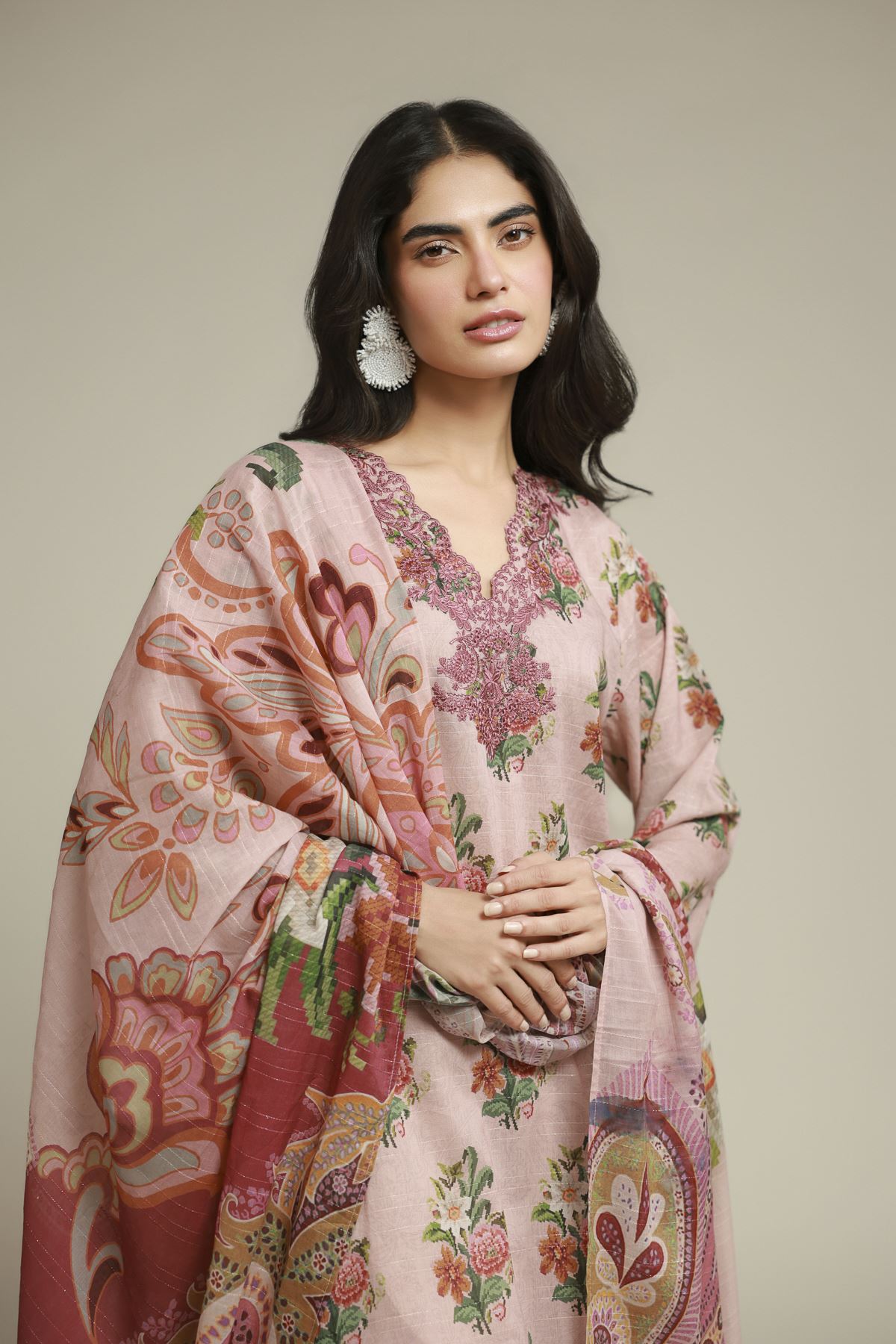 Embroidered Mesuri Fabrics 3 Piece - A22-26-123FF1-VG