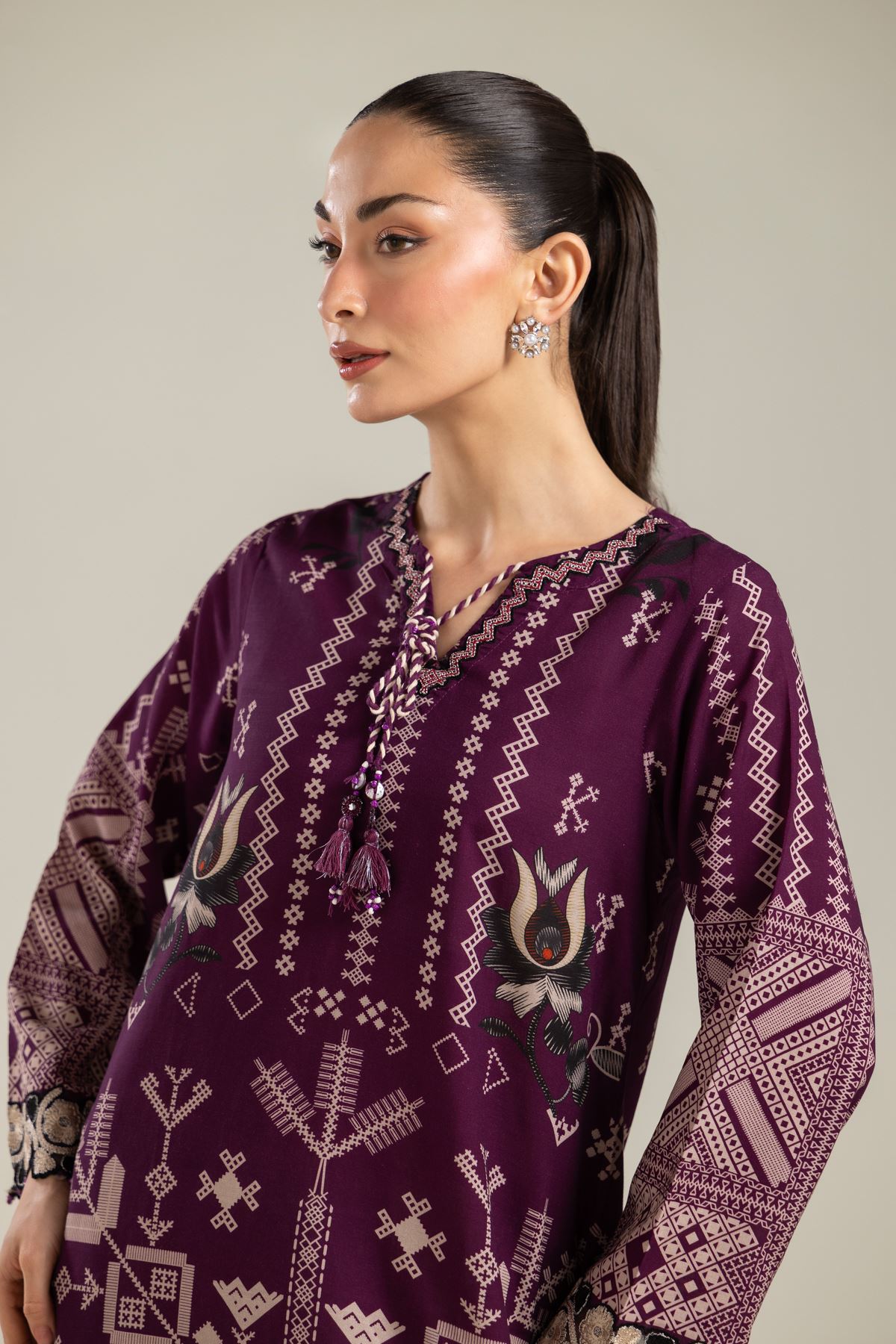 Embroidered Raw Silk Short Silk Kurta - 2-26-113-A-A-VG