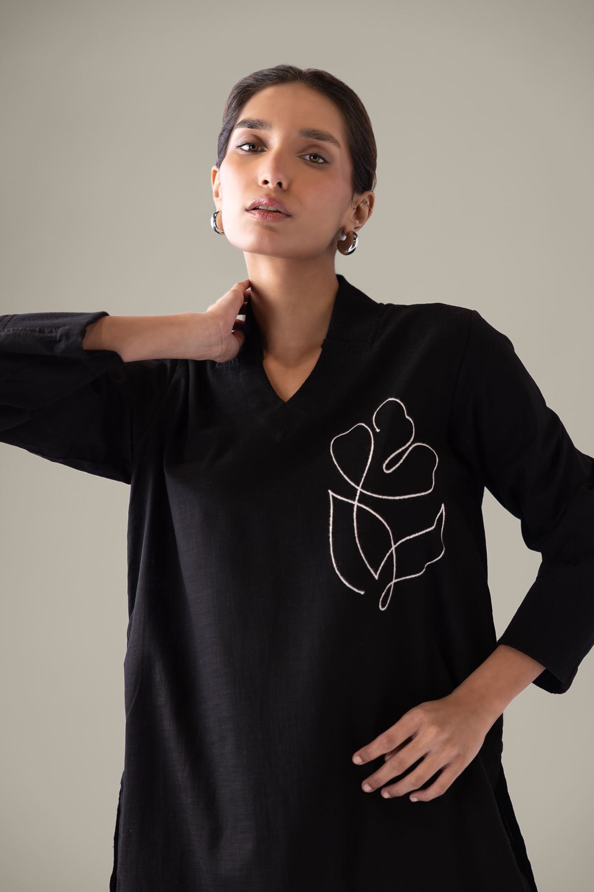 Embroidered Heavy Textured Cotton Kurta - 25-09-12E2-01TA-VG