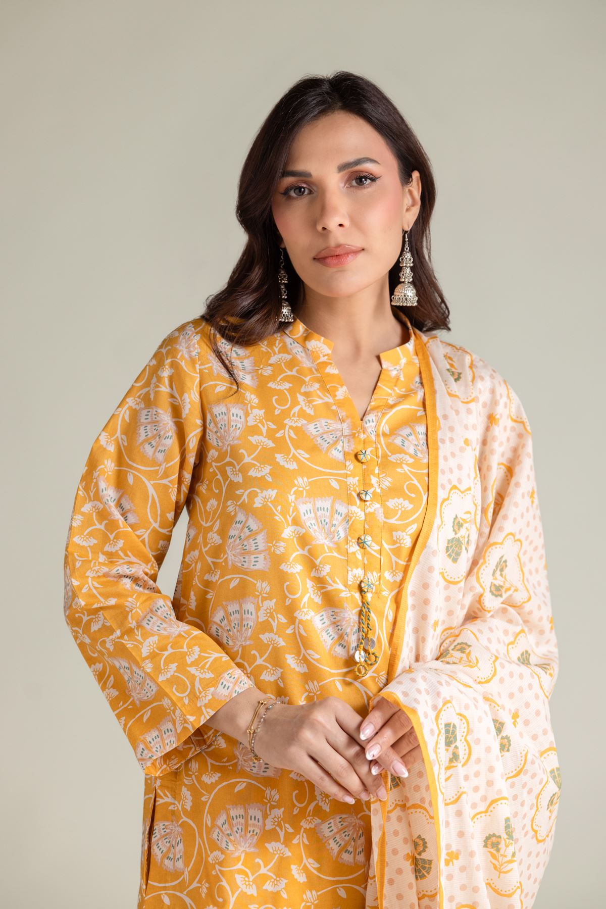 Embroidered Textured Lawn Floral Lawn Dupatta - 1-26-139-A-F-VG
