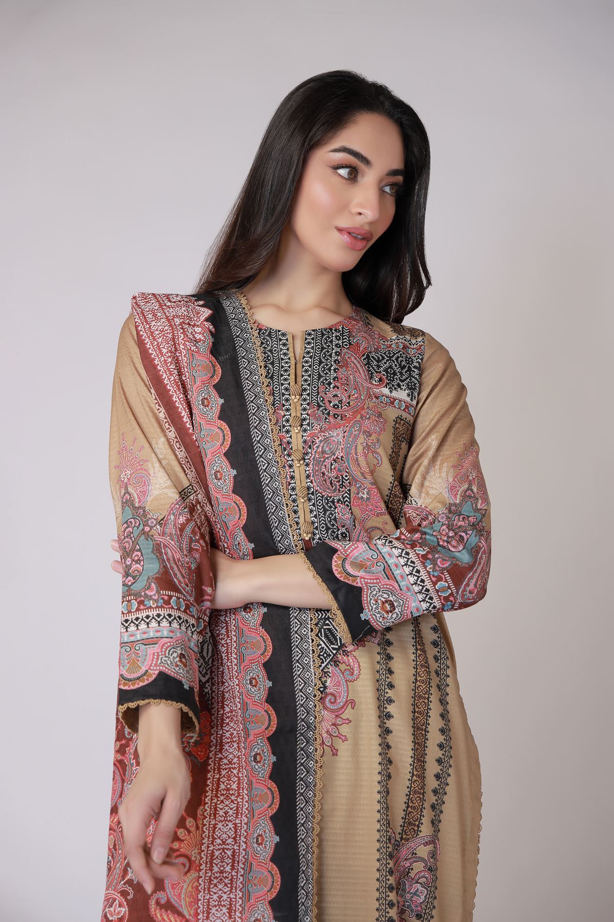 Printed Cotton Dobby Dupatta - 25-10-10S5-11TA-VG