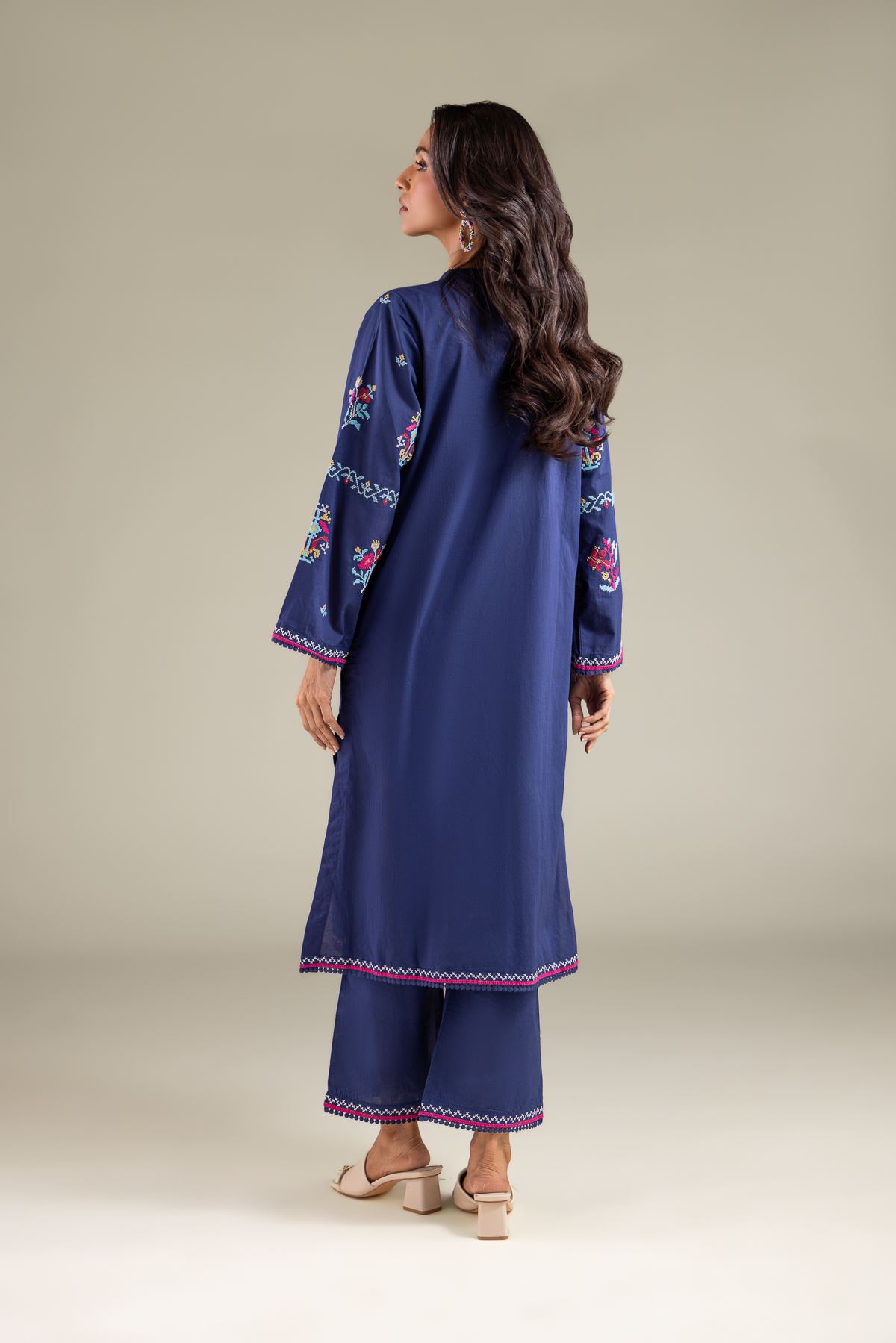 Embroidered Cambric Geometric Lace Kurta - 1-26-108-A-F-VG