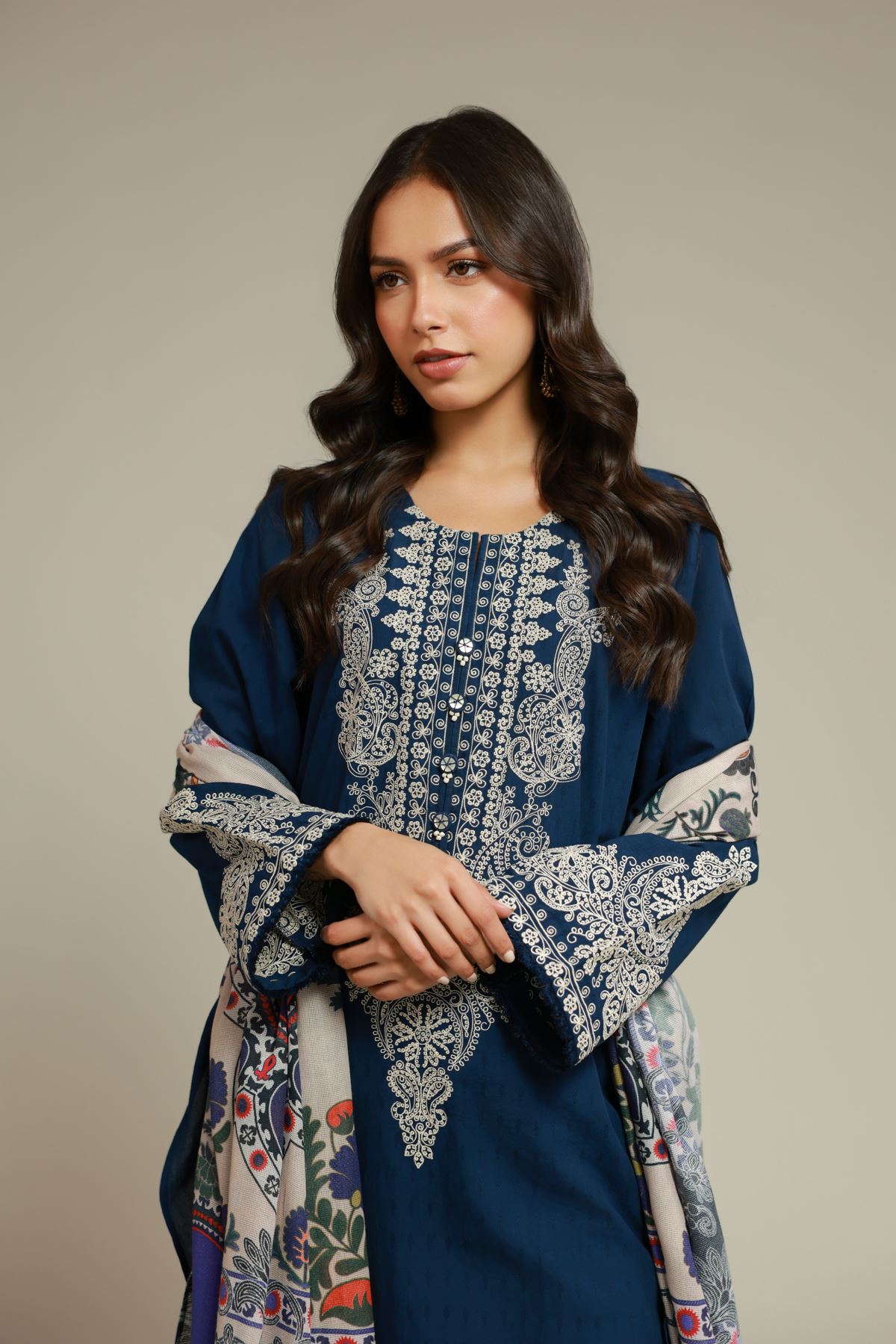 Embroidered Dobby Fabrics 3 Piece - 1001945317