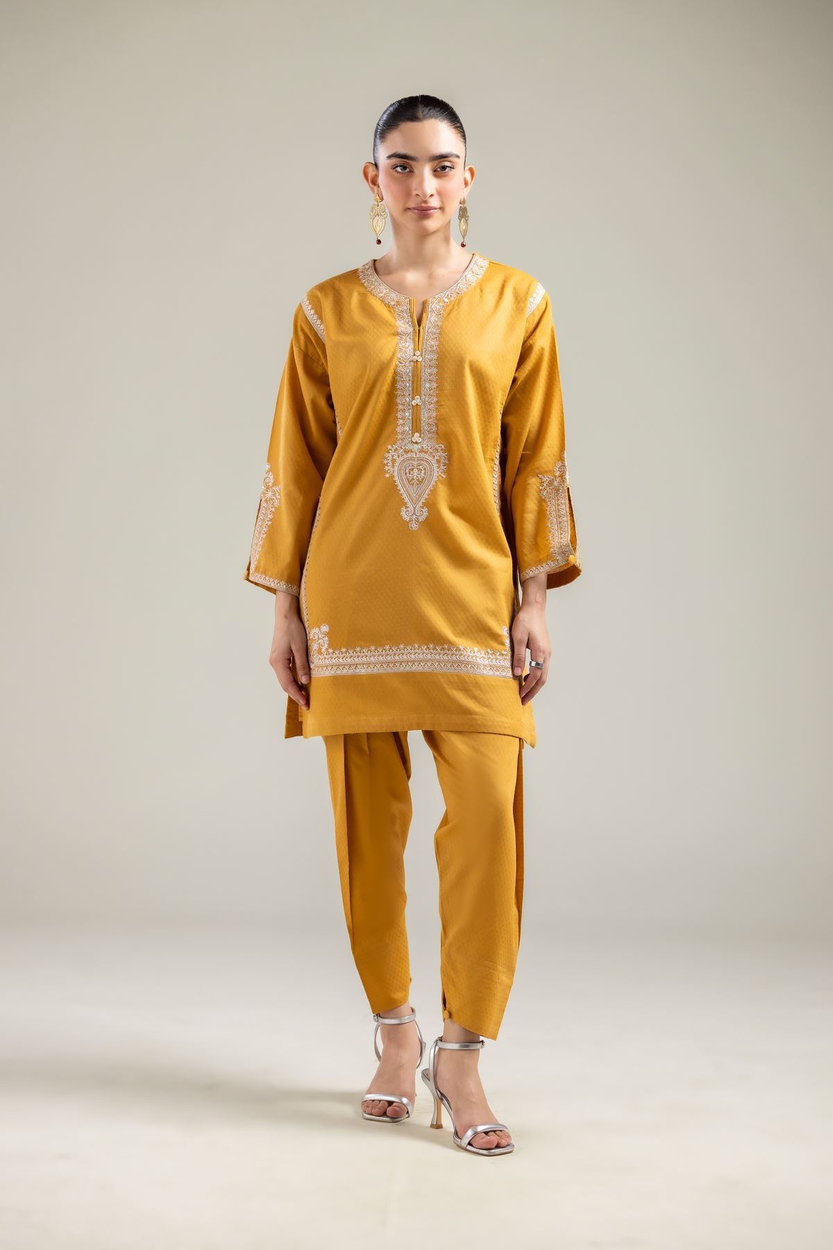 Embroidered Cotton Dobby Embroidered Cotton Kurta - T-A22-26-122FI1-VG