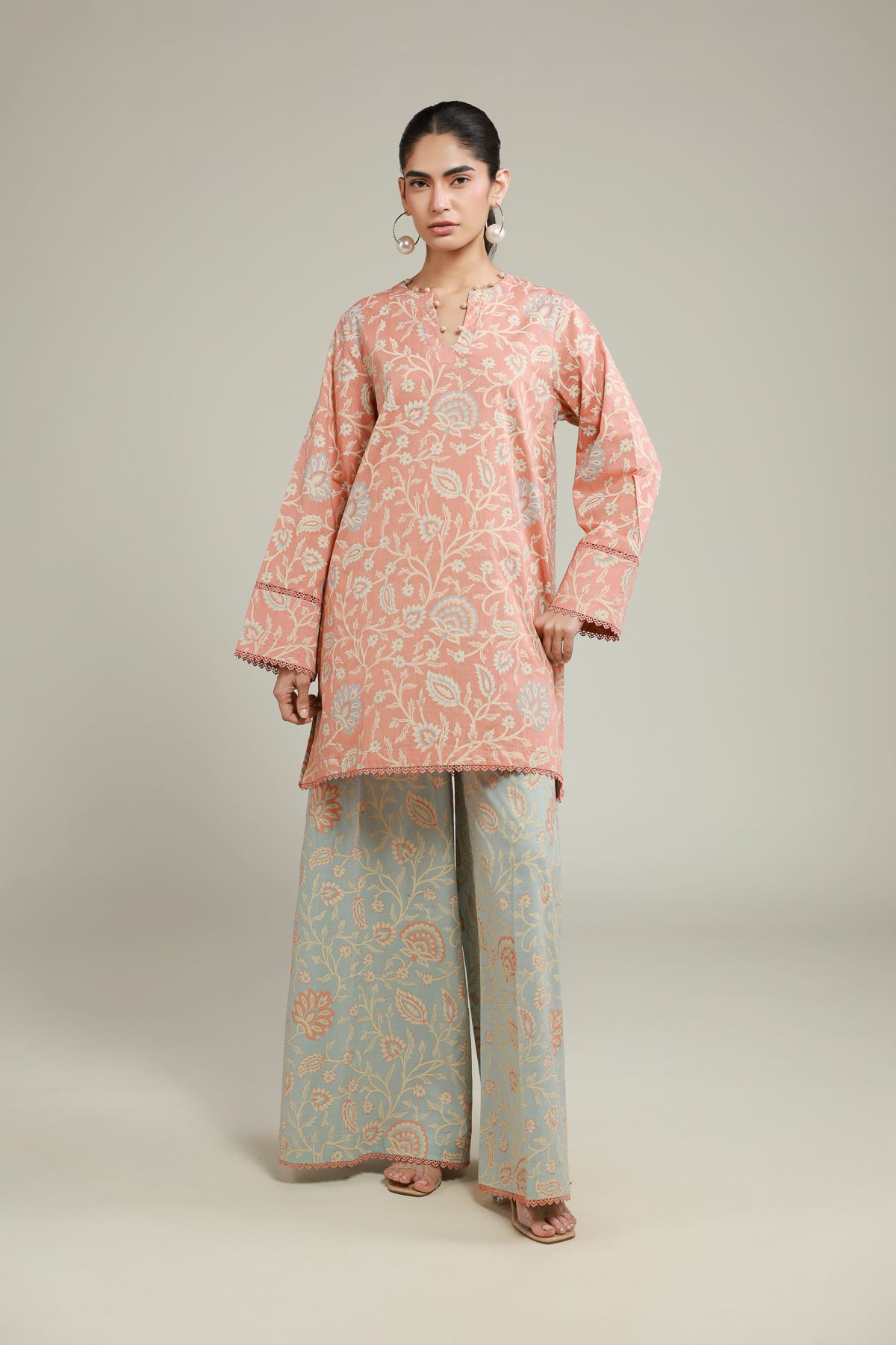 Printed Lawn Tailored 2 Piece | Top and Bottom - 1-26-122-A-A-VG