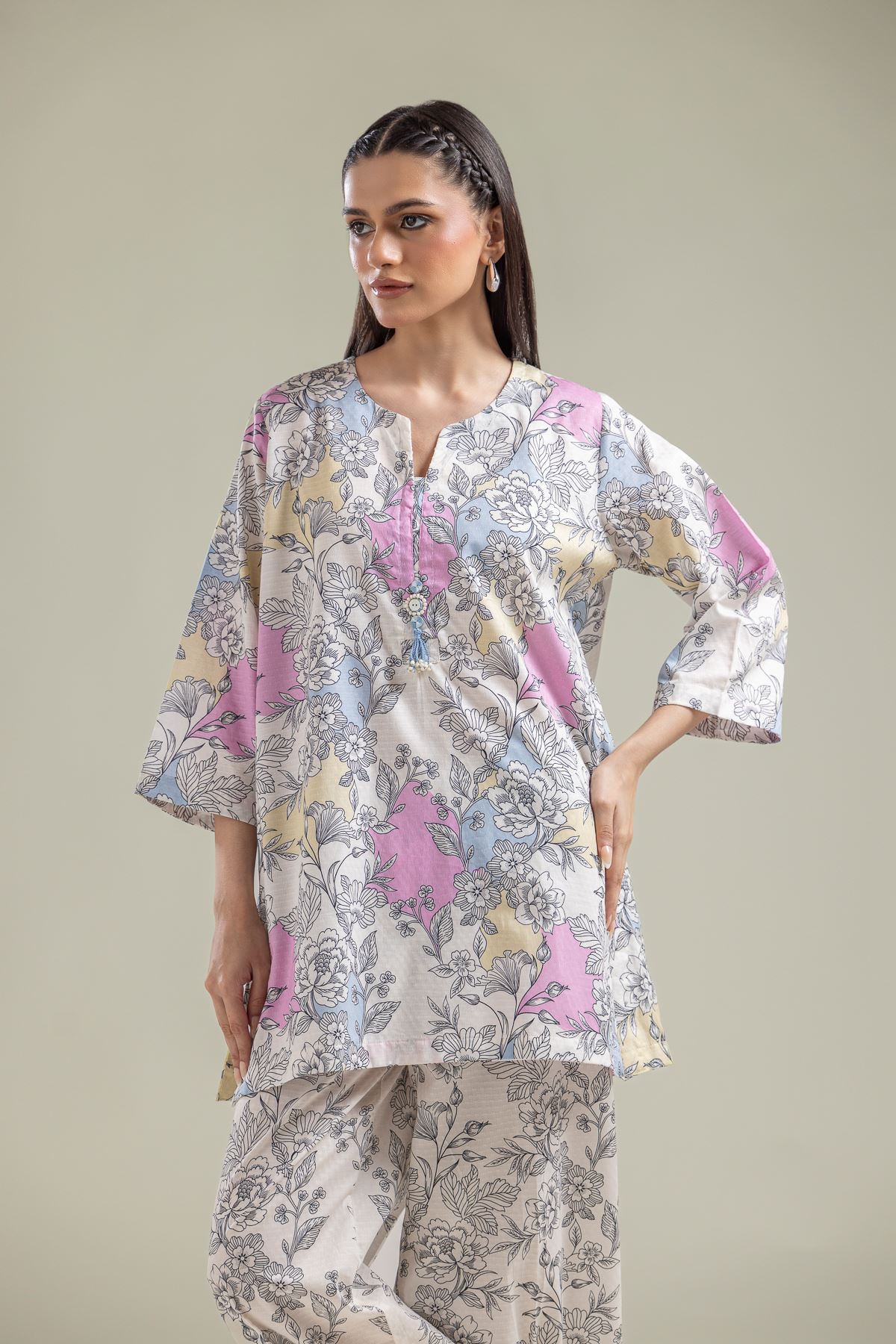 Printed Cotton Dobby Short Cotton Kurta - 1-26-135-A-D-VG