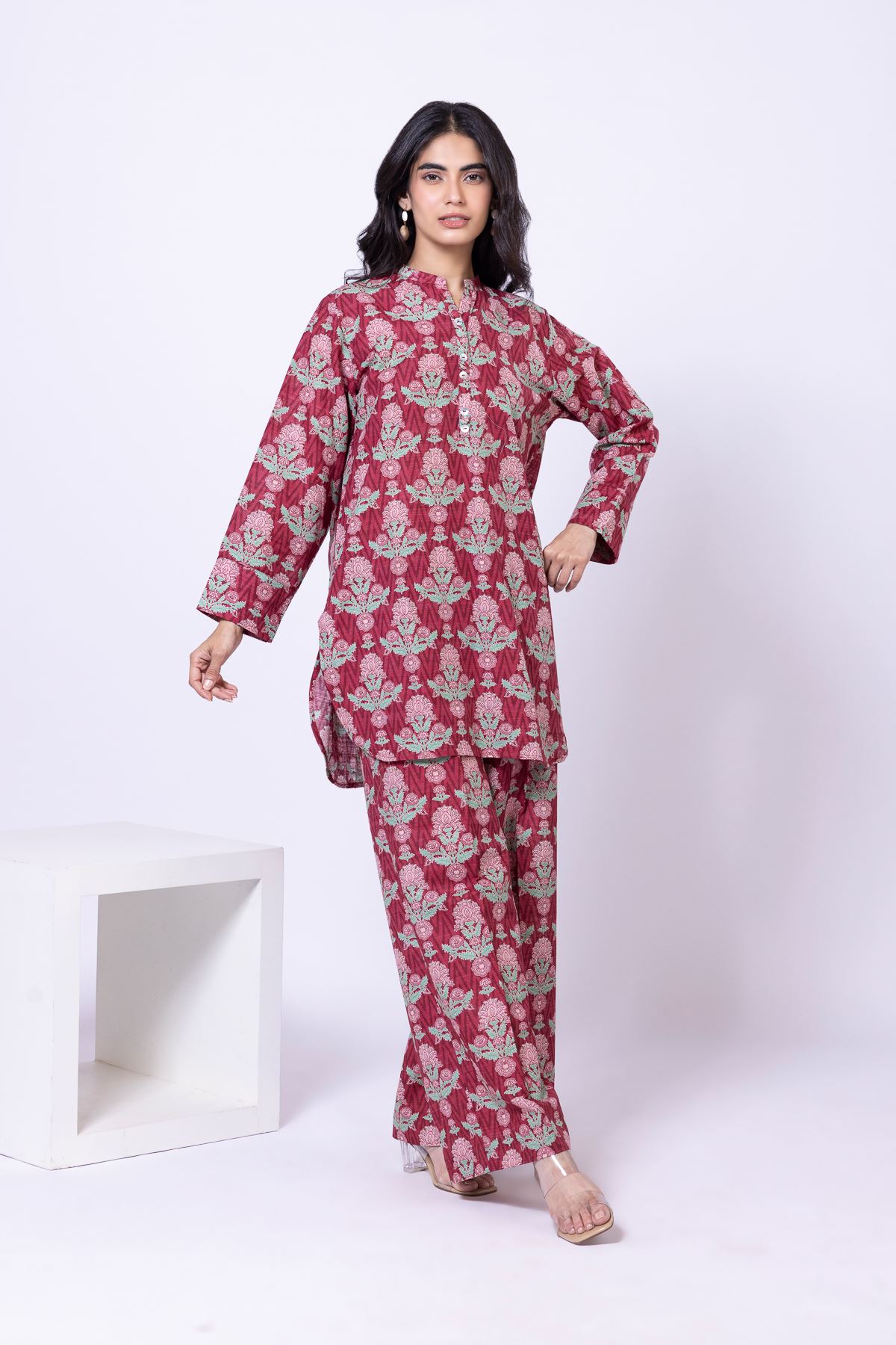 Printed Textured Cotton Pants - 25-09-11E3-09TA-VG
