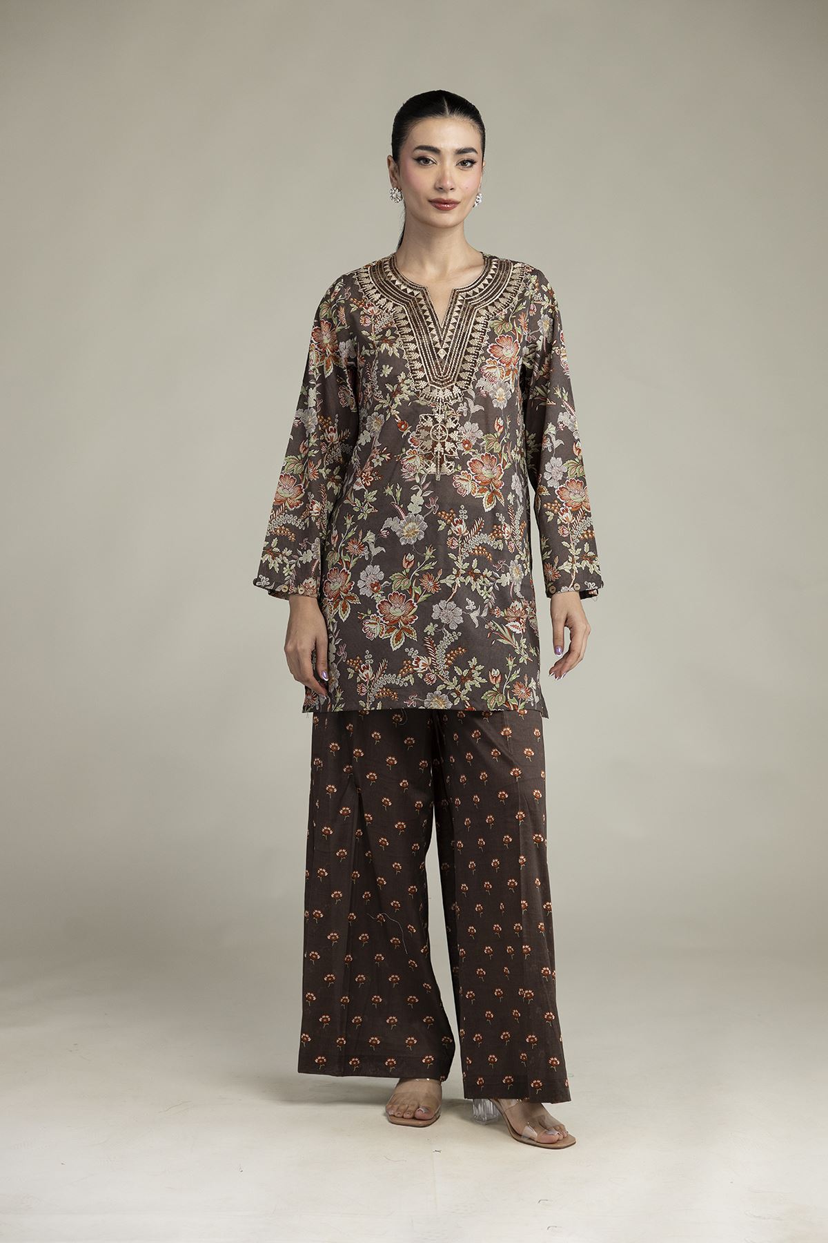 Embroidered Cambric Fabrics 2 Piece | Top and Bottom - 2-26-308-A-B1-VG