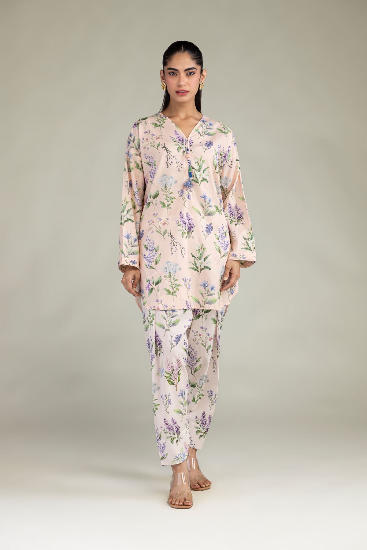 Printed Cotton Viscose Floral Pastel Shalwar - 1-26-224-B-H2-VG