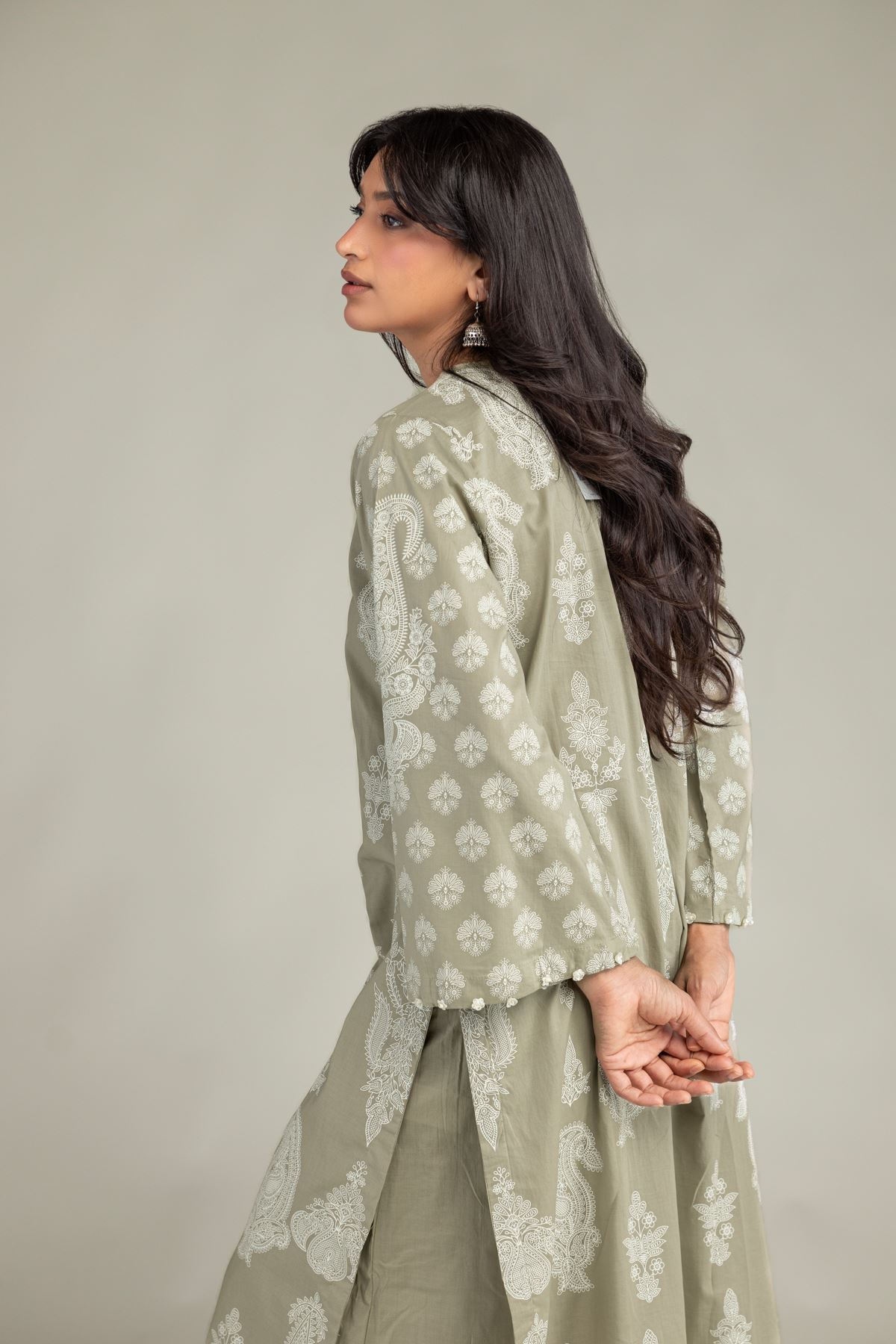 Printed Cambric Beige Cambric Kurta - 1-26-301-B-I1-VG
