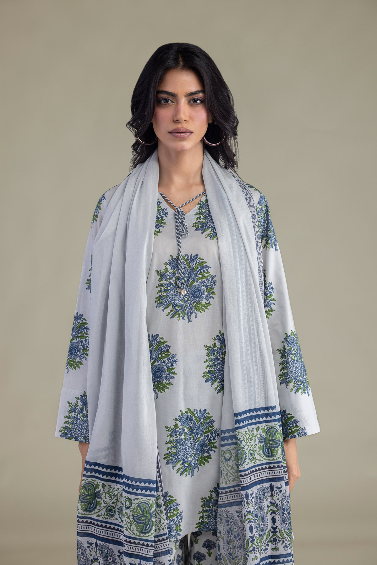 Printed Lawn Printed Cambric Dupatta - 1-26-102-A-F-VG