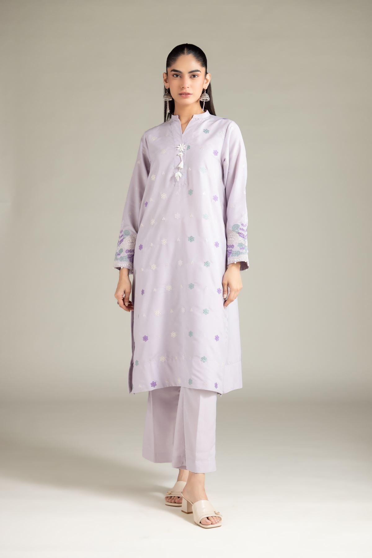 Embroidered Blended Cambric Kurta - 1-26-108-A-F-VG