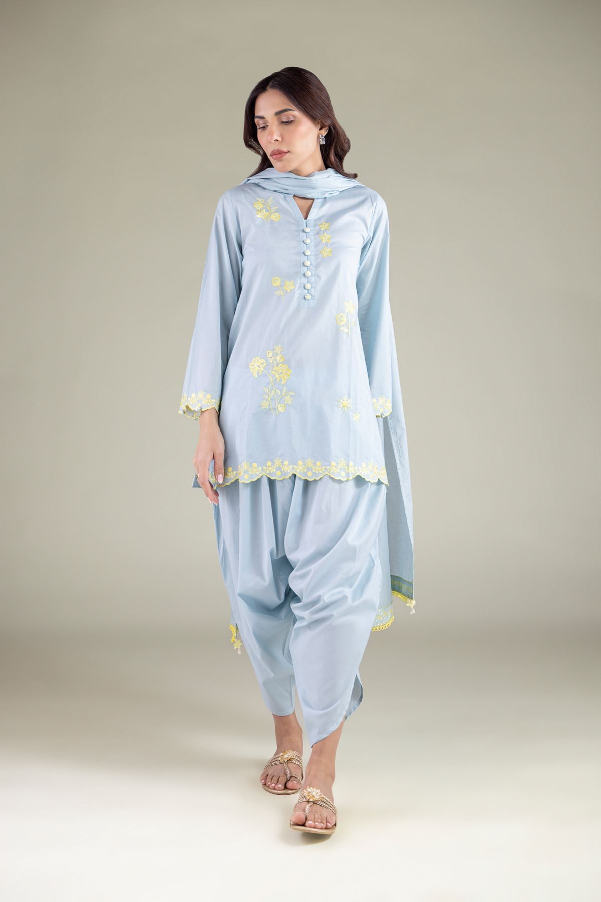 Embroidered Cambric Shalwar - 1-26-104-A-C-VG