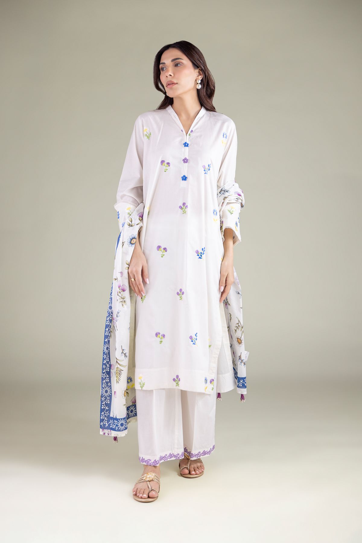 Embroidered Lawn Dupatta - 1-26-127-C-F-VG