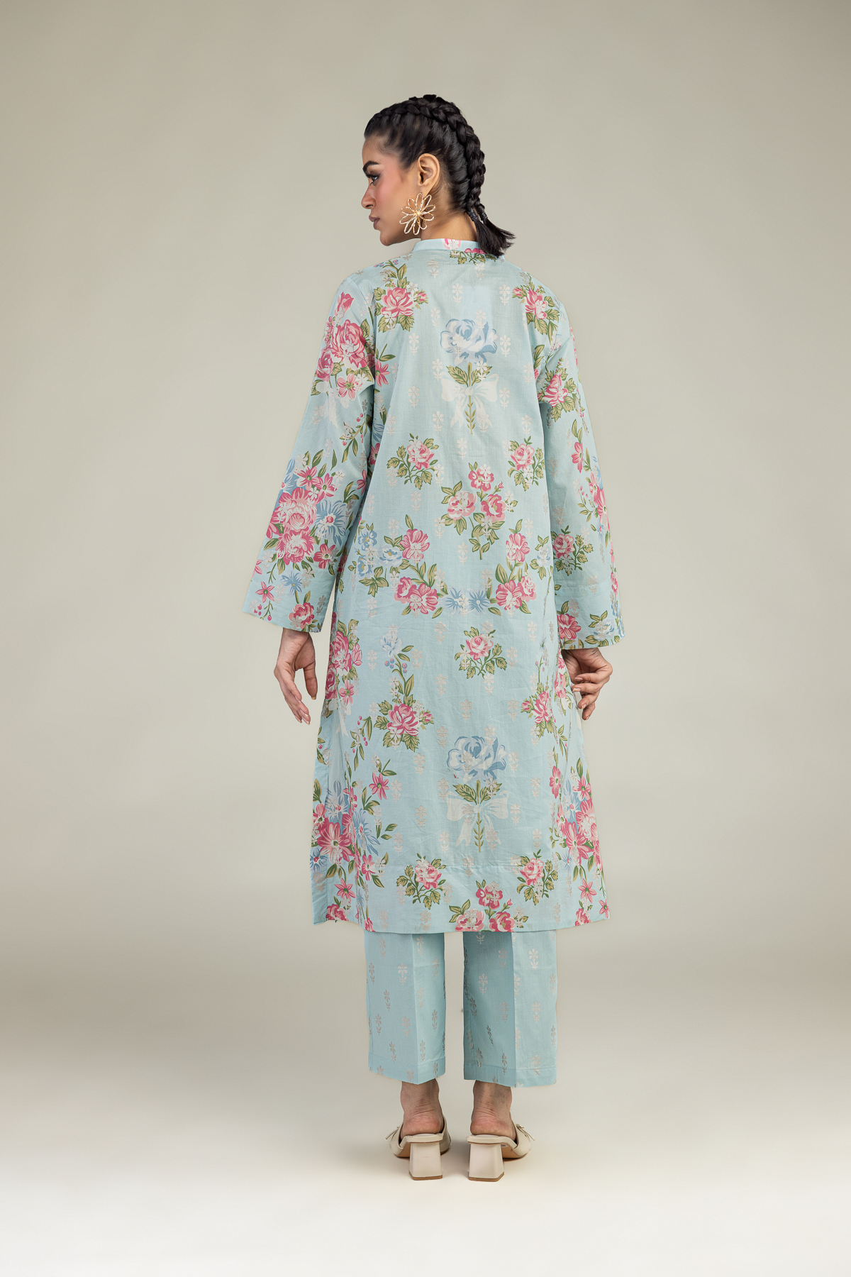 Printed Cambric Blue Floral Kurta - 1-26-236-A-D1-VG