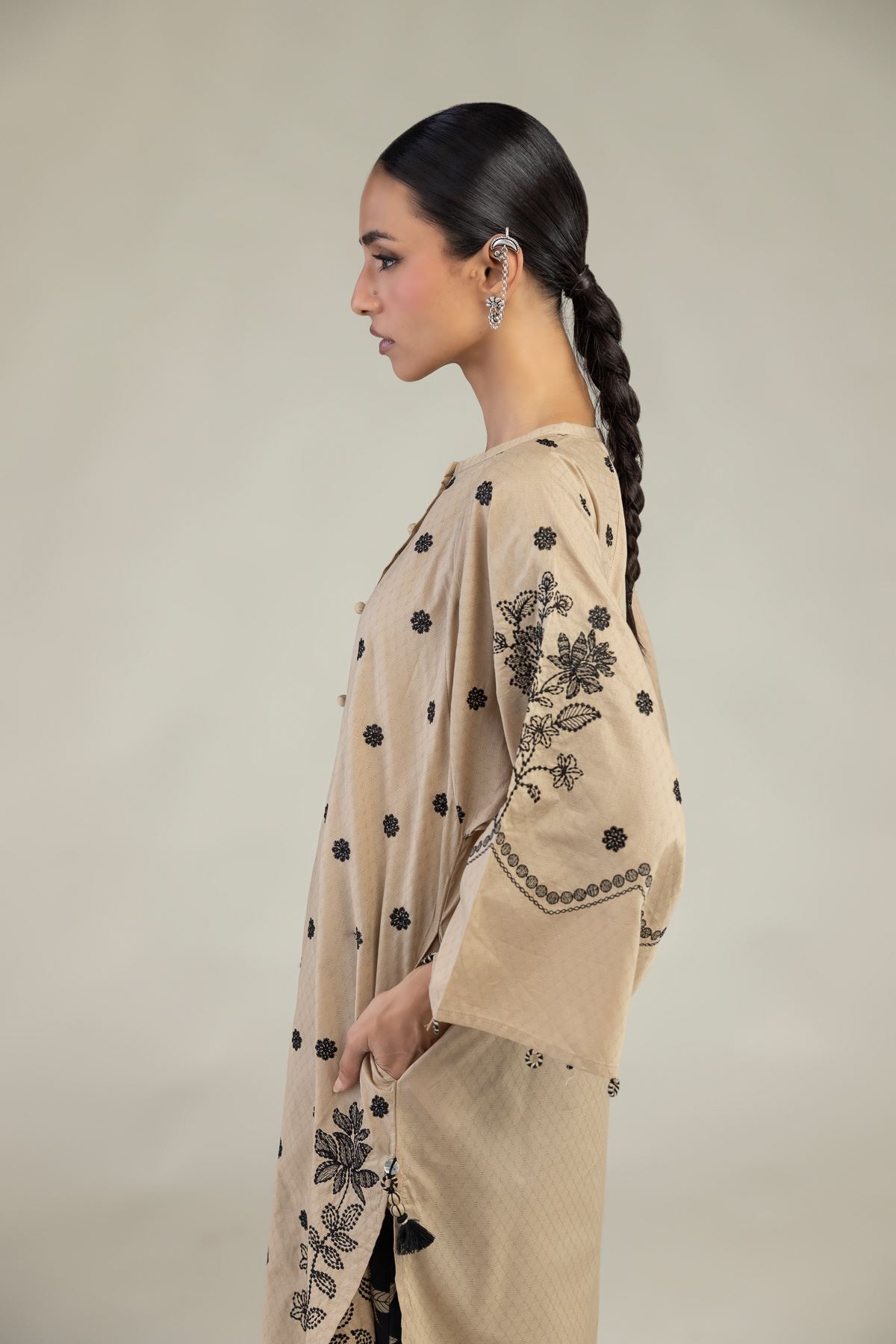 Embroidered Cotton Dobby Beige Cotton Kurta - 1-26-325-A-I1-VG