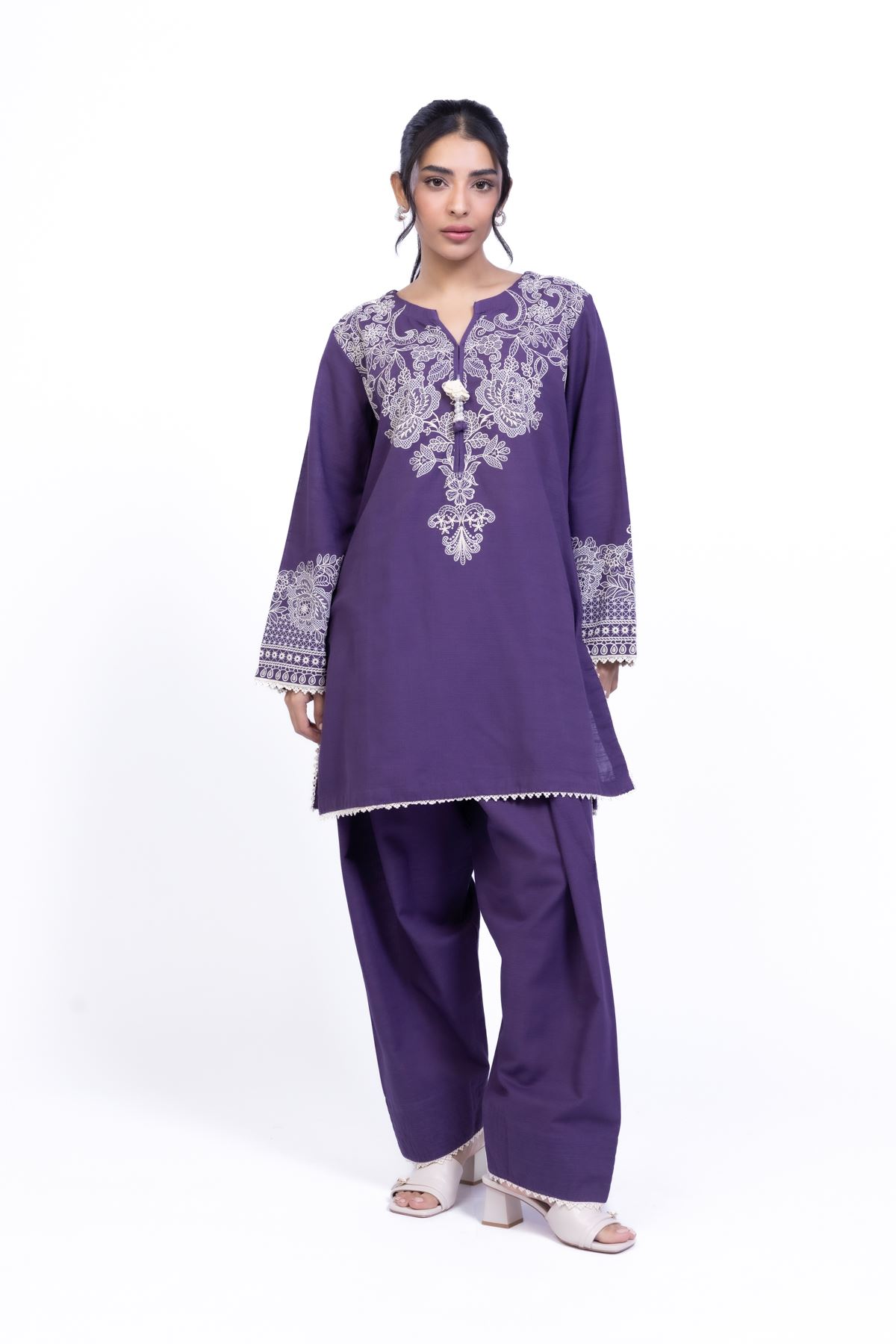 Printed Khaddar Kurta - 25-10-12E6-07TB-VG