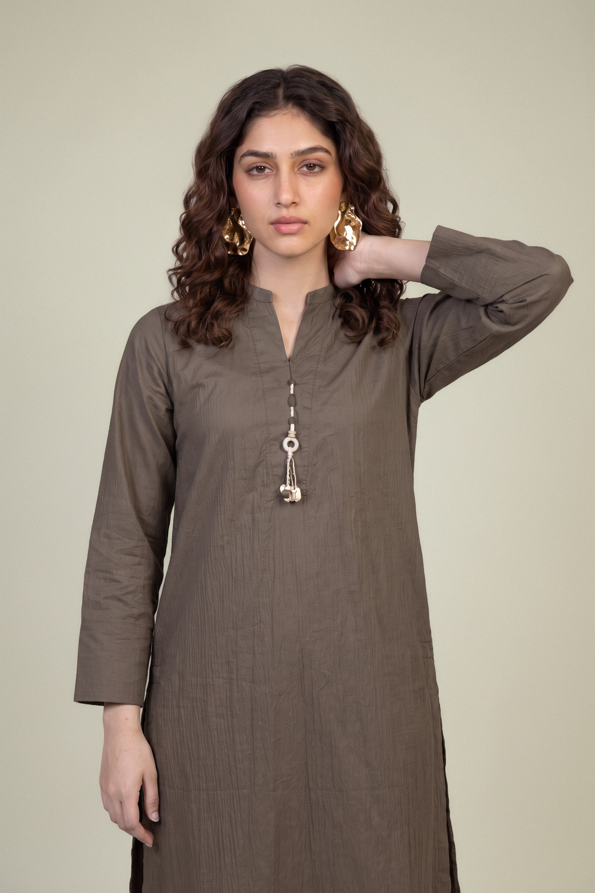 Embroidered Cotton Crinkle Cotton Crinkle Kurta - 1-26-102-A-F-VG