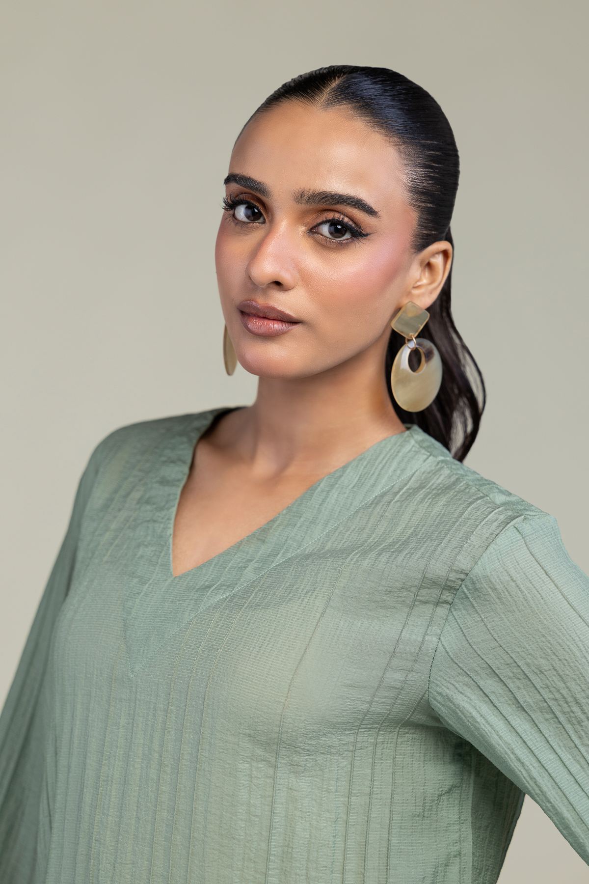 Dyed Blended Crinkle Solid Crinkle Shirt - 1-26-229-B-F1-VG
