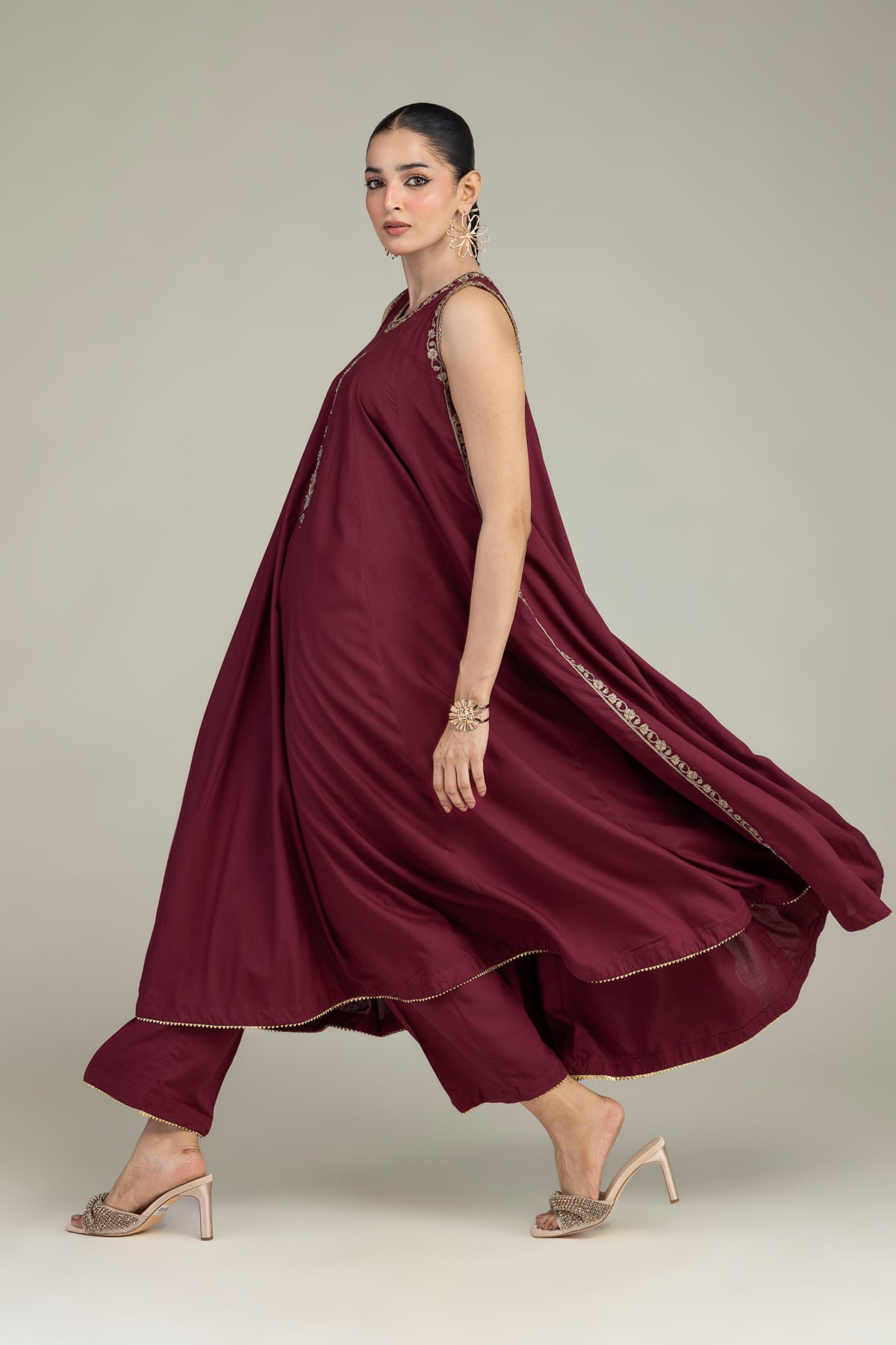 Embroidered Raw Silk Raw Silk Pants - 2-26-203-A-D1-VG