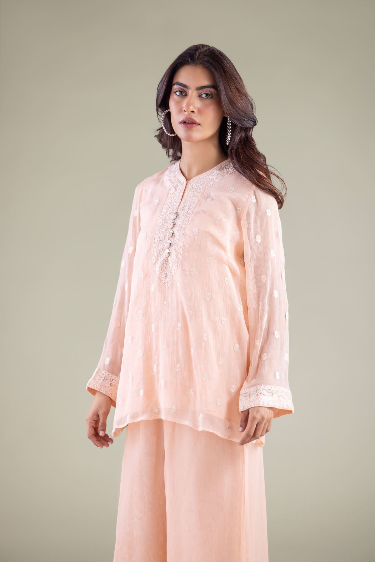 Embroidered Chiffon 2-Piece Co-ord Set - 1-26-127-A-D-VG