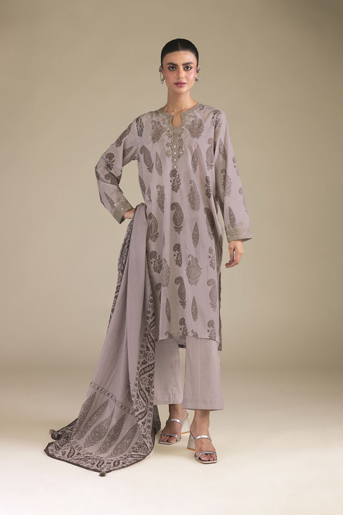 Embroidered Cambric Cambric Tailored 3-Piece - 2-26-301-B-F1-VG