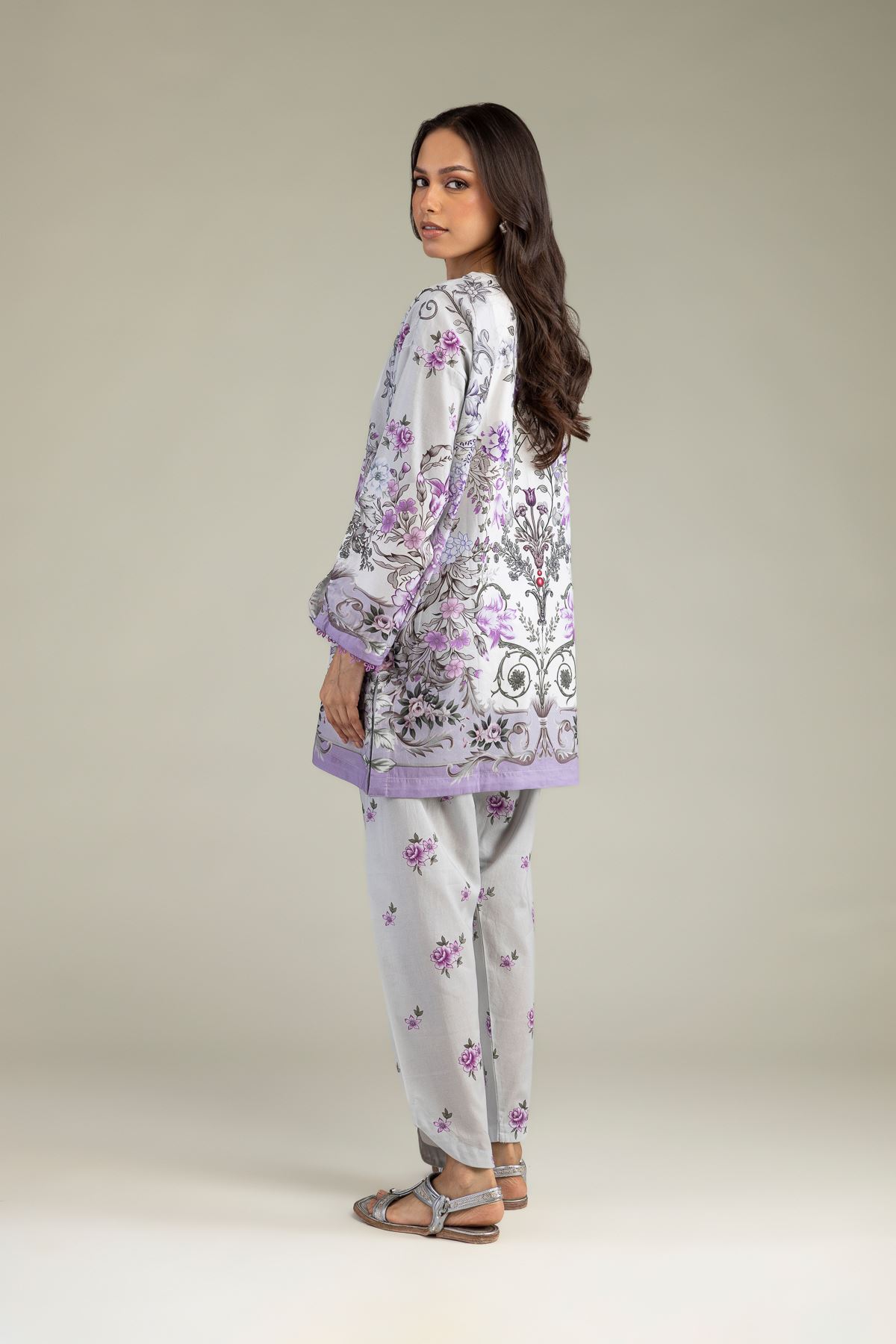 Printed Cambric Floral Cambric Kurta - 1-26-229-B-F1-VG