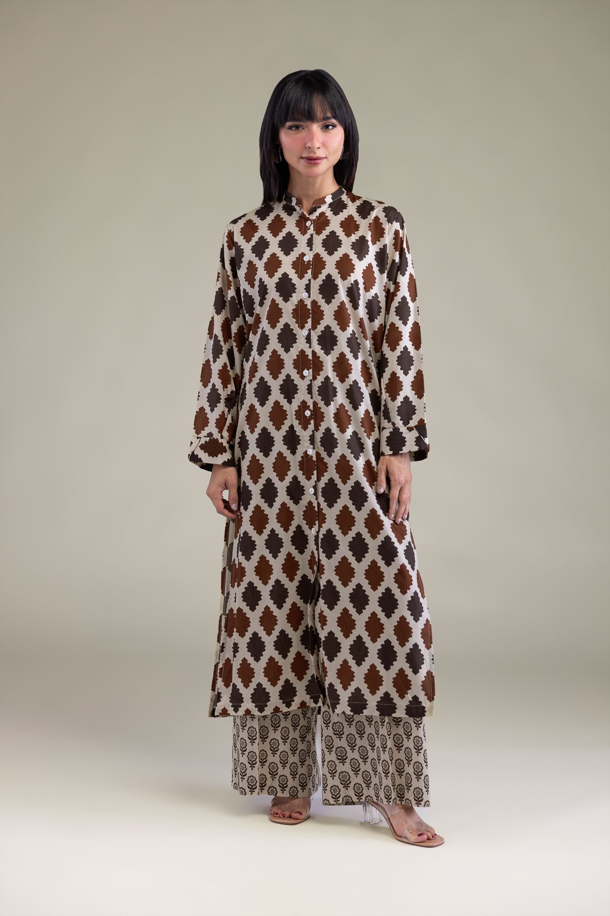 Printed Cambric Long Cambric Kurta - 2-26-204-A-F1-VG