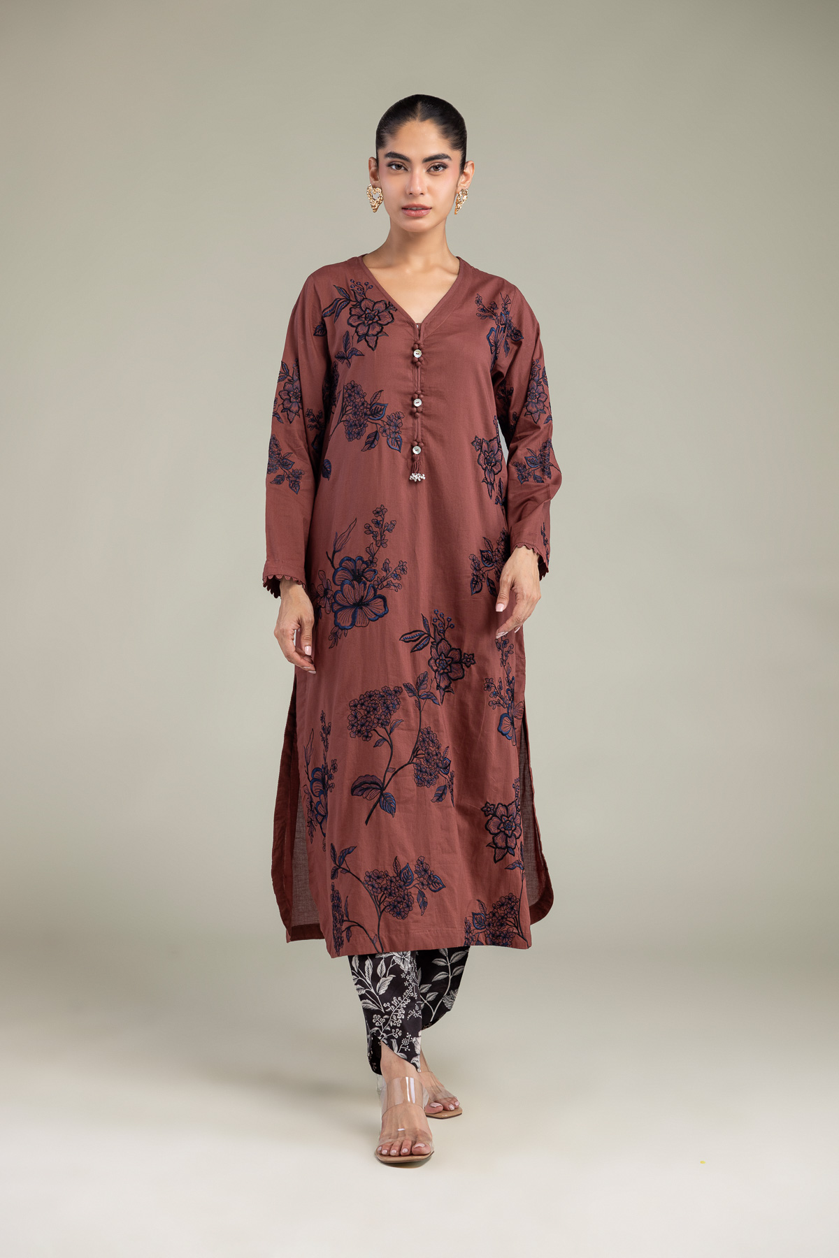 Embroidered Cambric Floral Cambric Shalwar - A22-26-214FH1-VG