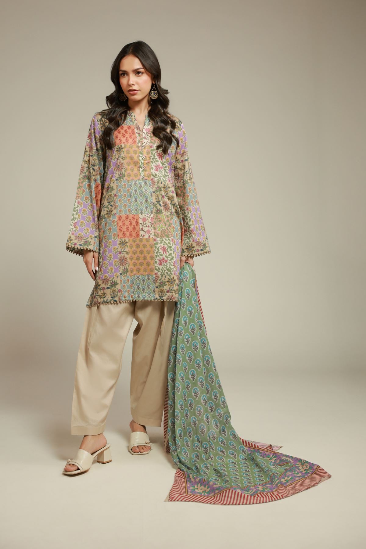 Printed Cambric Fabrics 3 Piece - T-A22-26-110FI2-VG