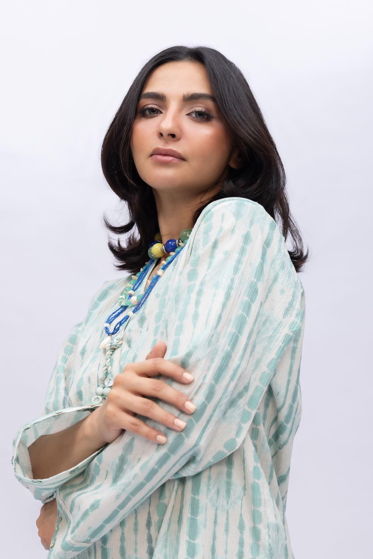 Printed Ripple Crinkle Abstract Cotton Kurta - 25-08-8E6-02TA-VG
