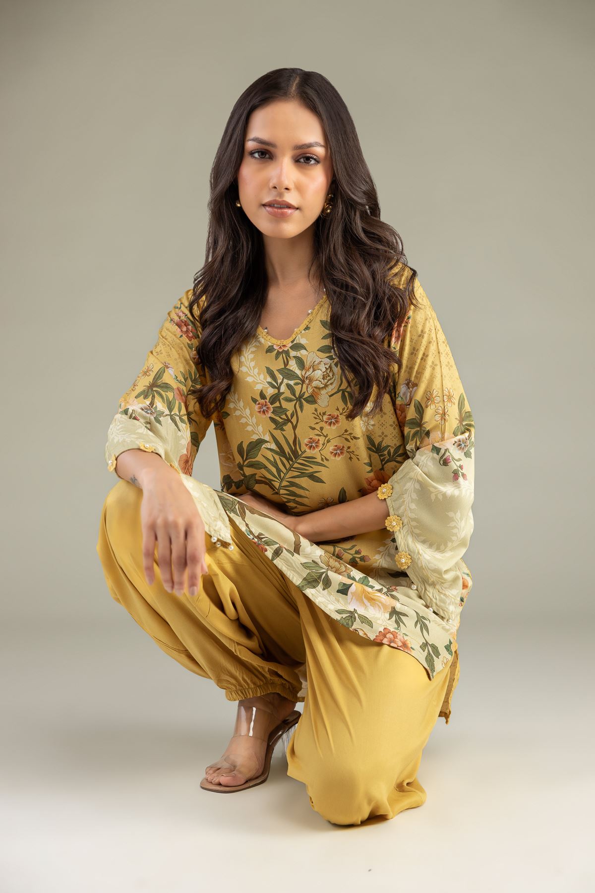 Printed Viscose Short Floral Kurta - 1-26-239-B-C1-VG
