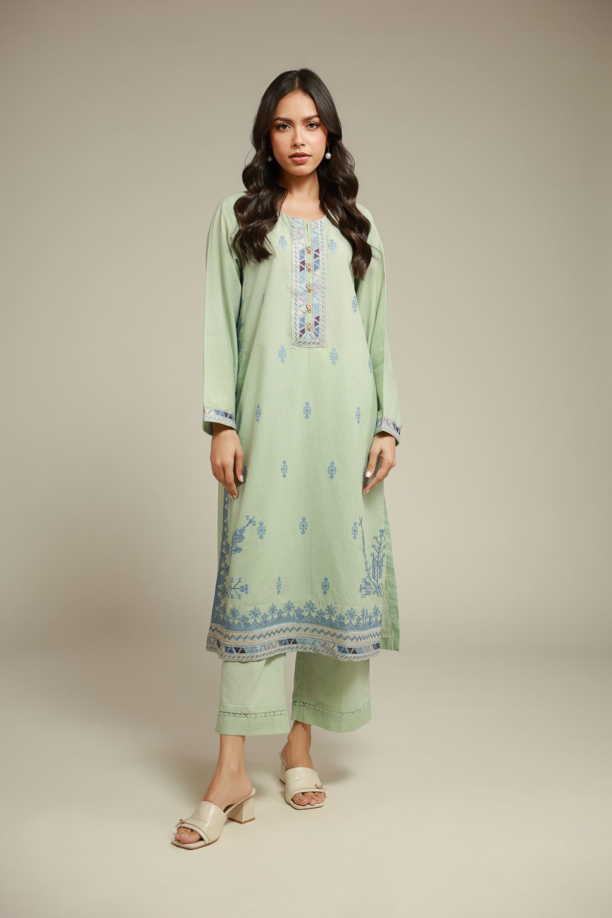 Embroidered Cambric Floral 2-Piece Tailored - 1-26-142-A-B-VG