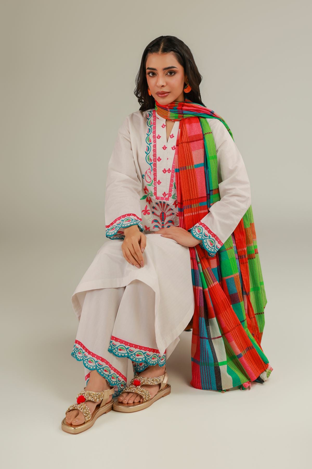 Embroidered Cotton Dobby Floral Cotton Kurta - 1-26-137-A-B-VG