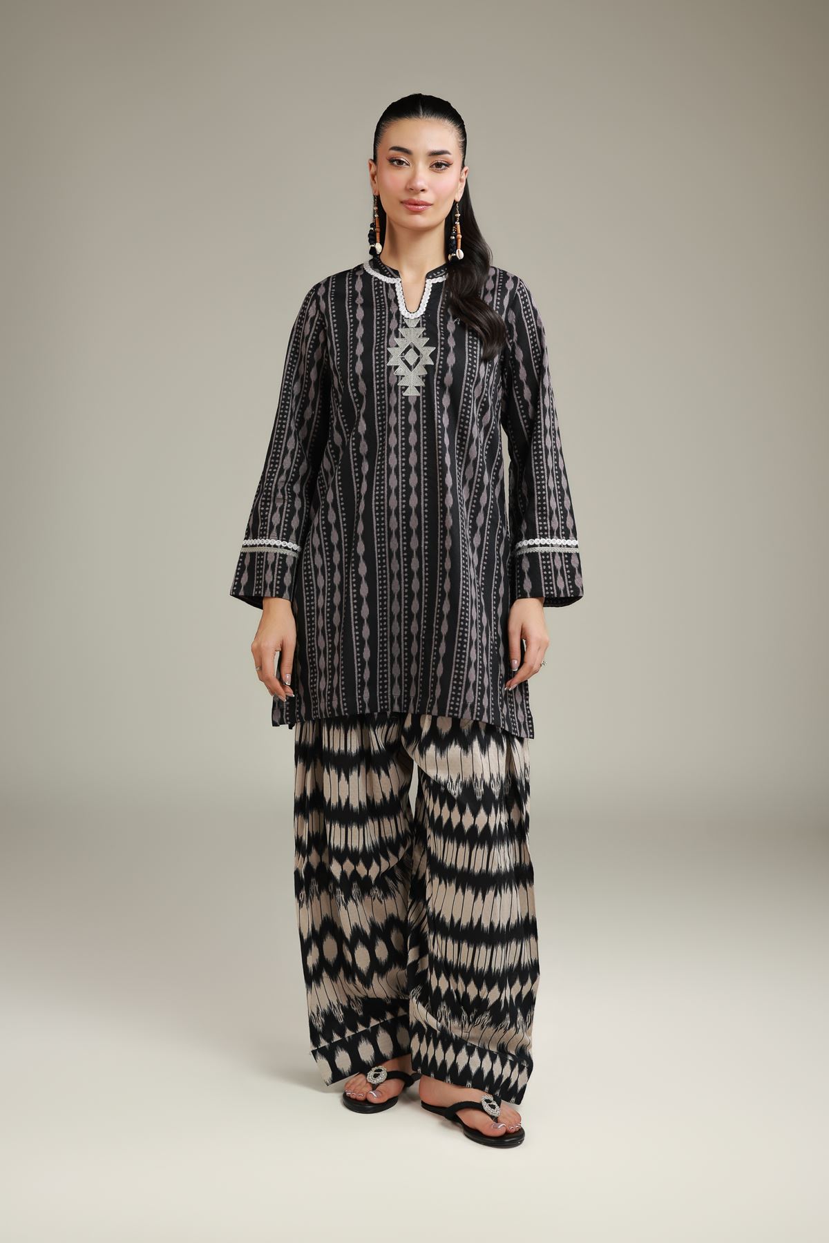 Embroidered Cotton Dobby Cotton Black Shalwar - T-A22-26-122FI1-VG