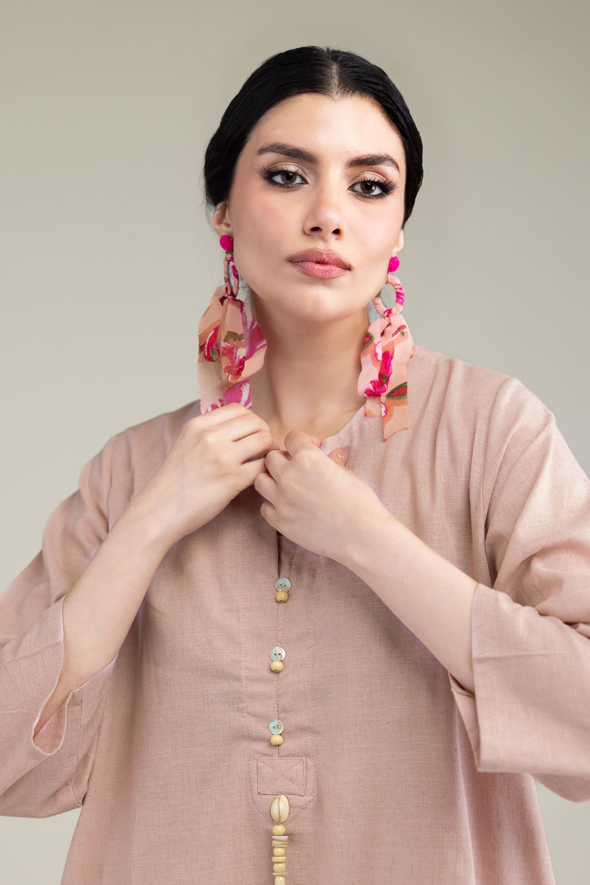 Dyed Blended Linen Solid Linen Kurta - 1-26-209-B-F1-VG