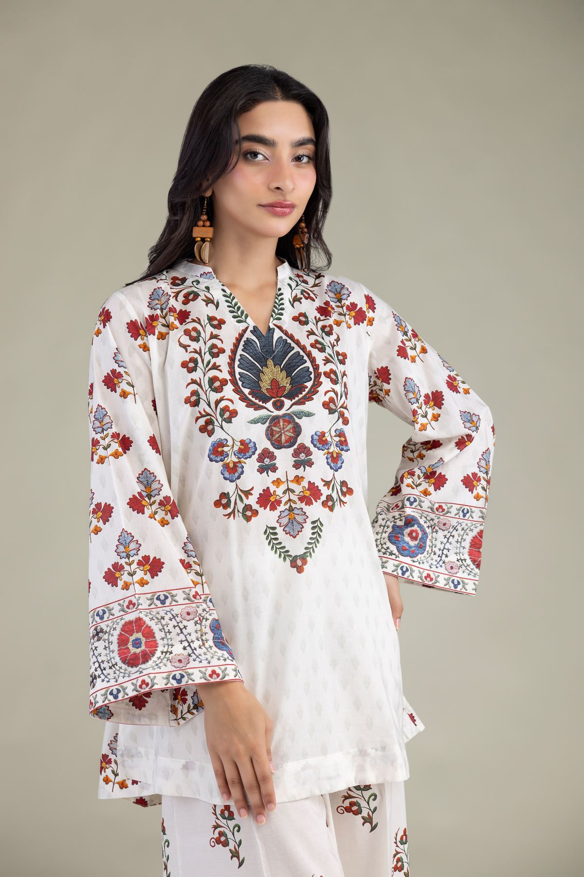Printed Cambric White Cambric Kurta - 1-26-314-B-A1-VG