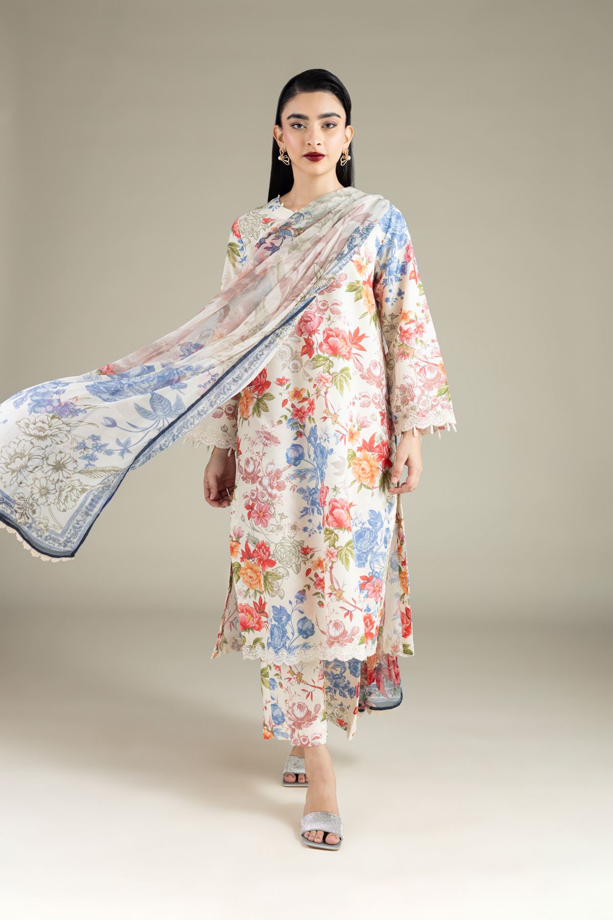 Printed Chiffon Dupatta - 1-26-114-A-E-VG