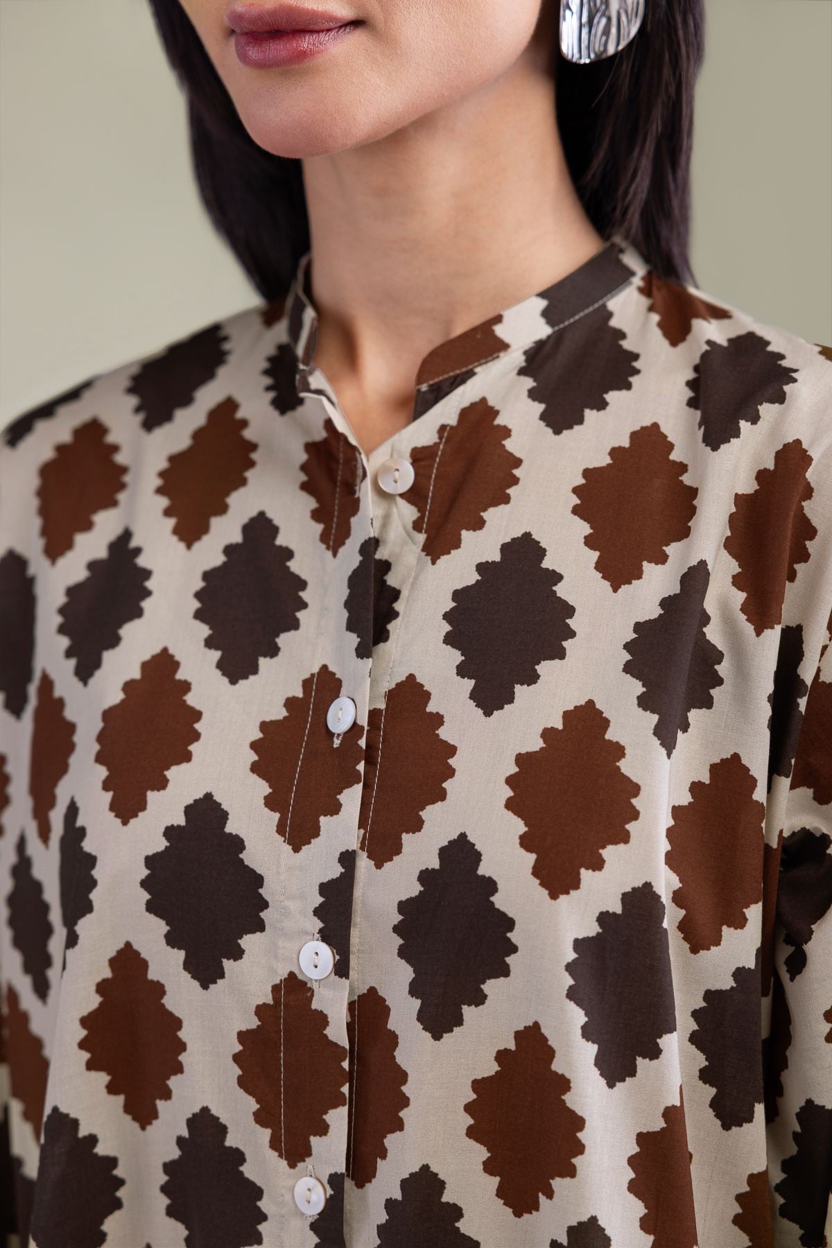 Printed Cambric Long Cambric Kurta - 2-26-204-A-F1-VG