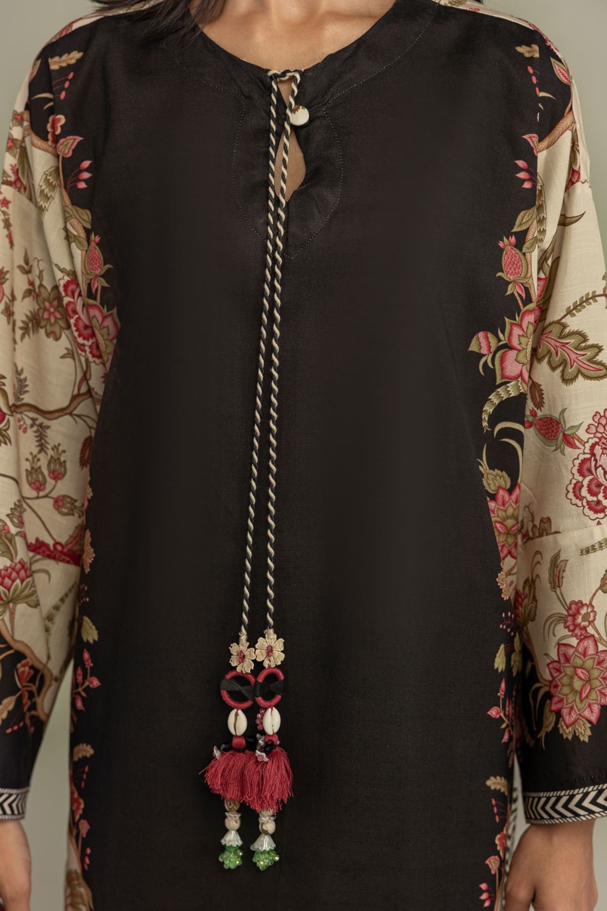Printed Raw Silk Floral Silk Kurta - 1-26-333-B-C1-VG