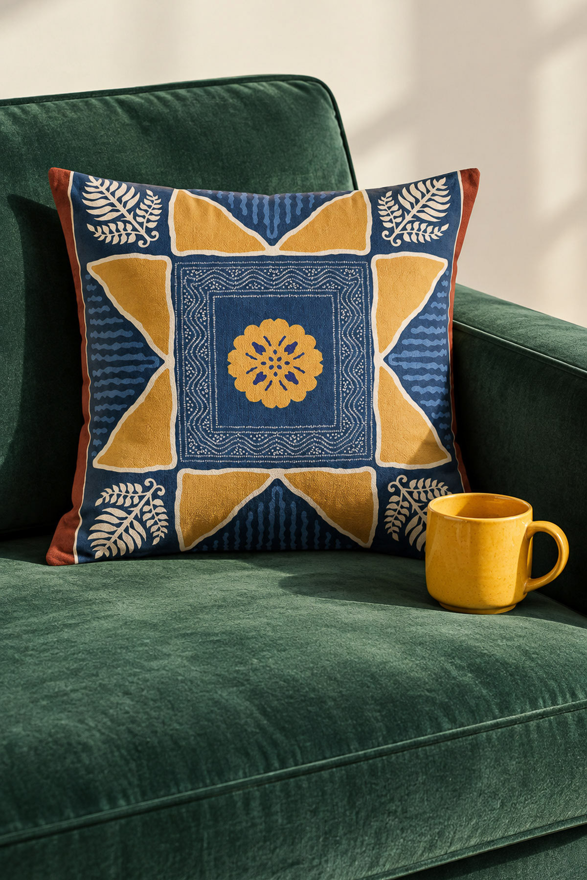 Printed Velvet 16x16in Cushion Cover - 2-26-202-A-D-VG