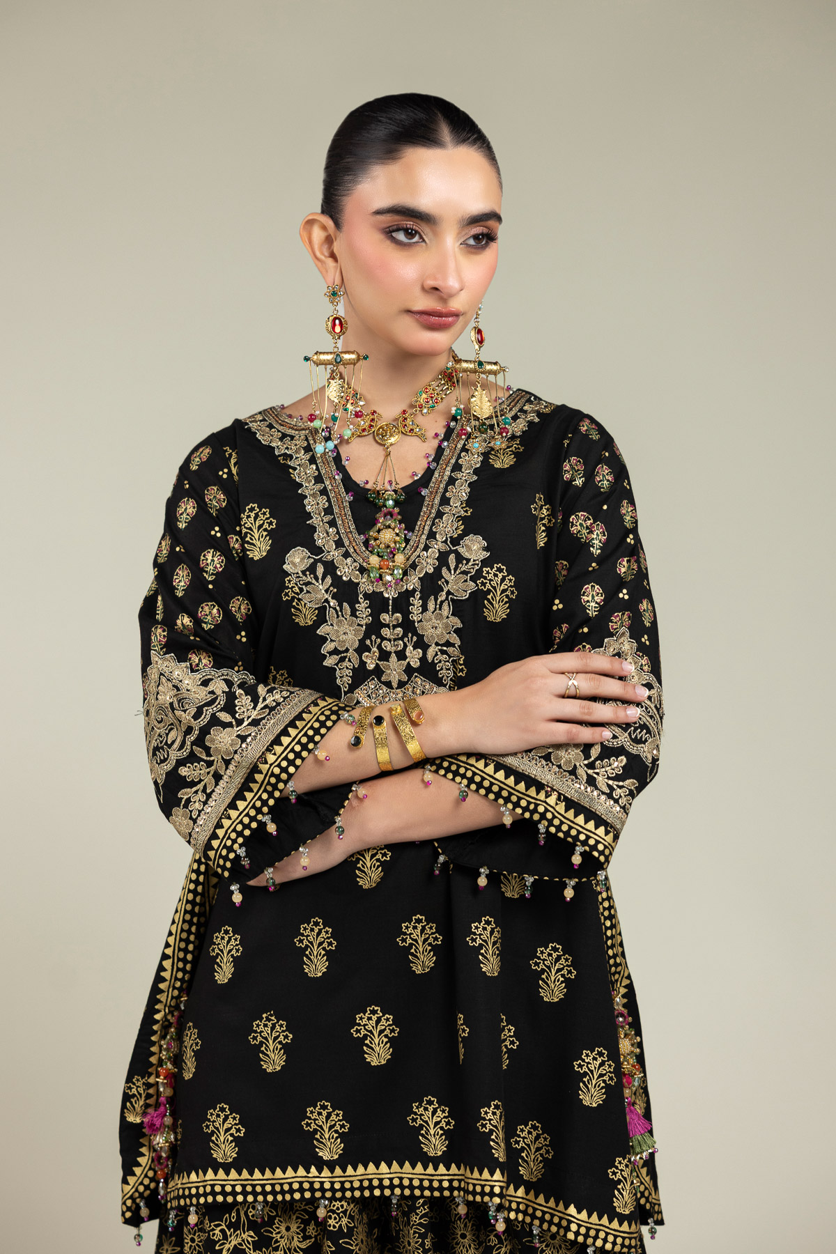 Embroidered Raw Silk 2-Piece Set - 8-26-303-A-C1-VG