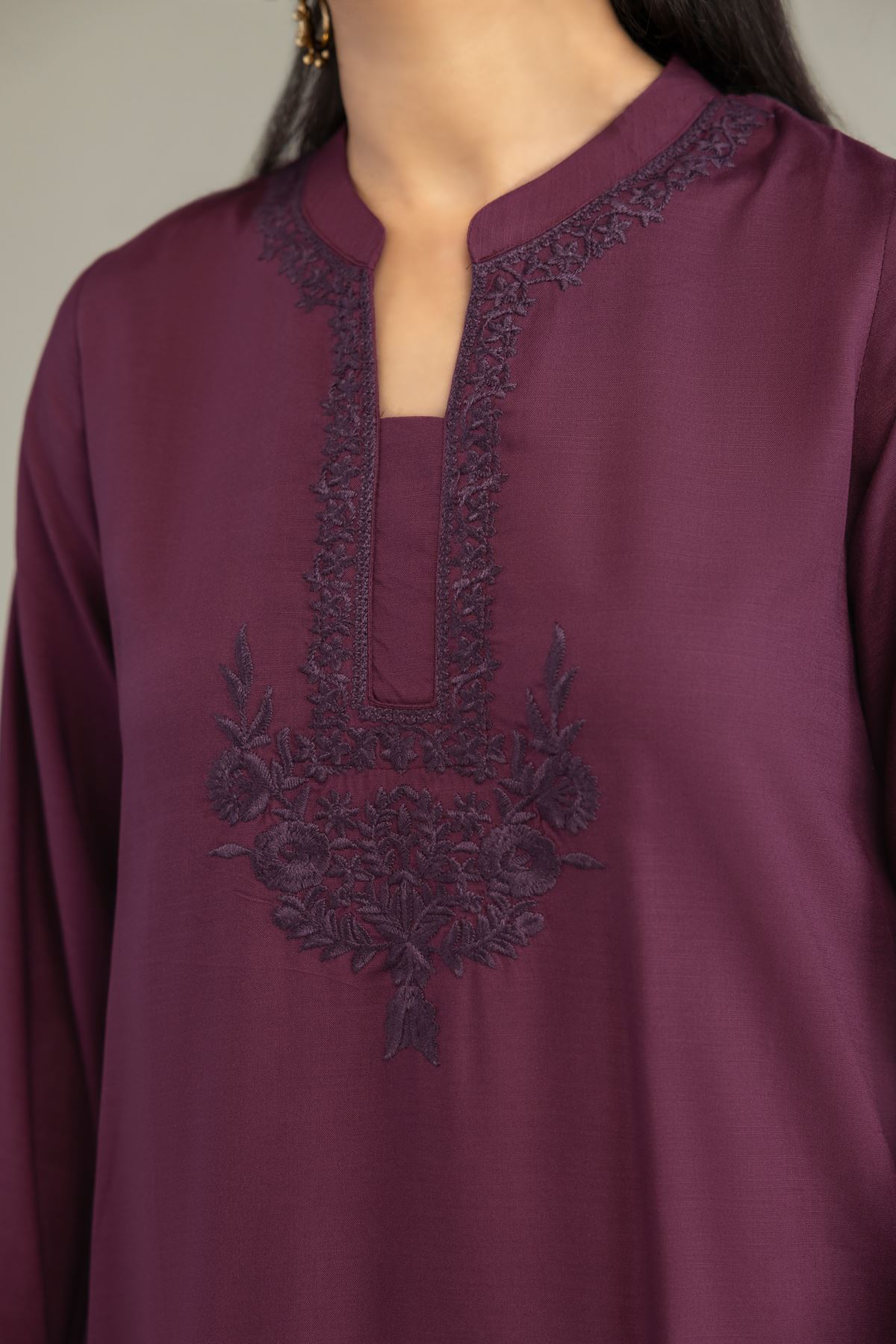 Dyed Raw Silk Purple Silk Kurta - 1-26-322-B-A1-VG