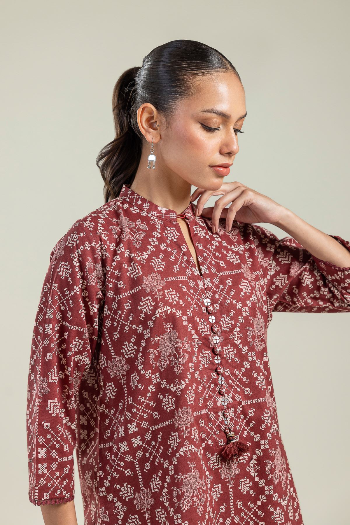 Printed Cambric Short Cambric Kurta - 1-26-208-A-H2-VG
