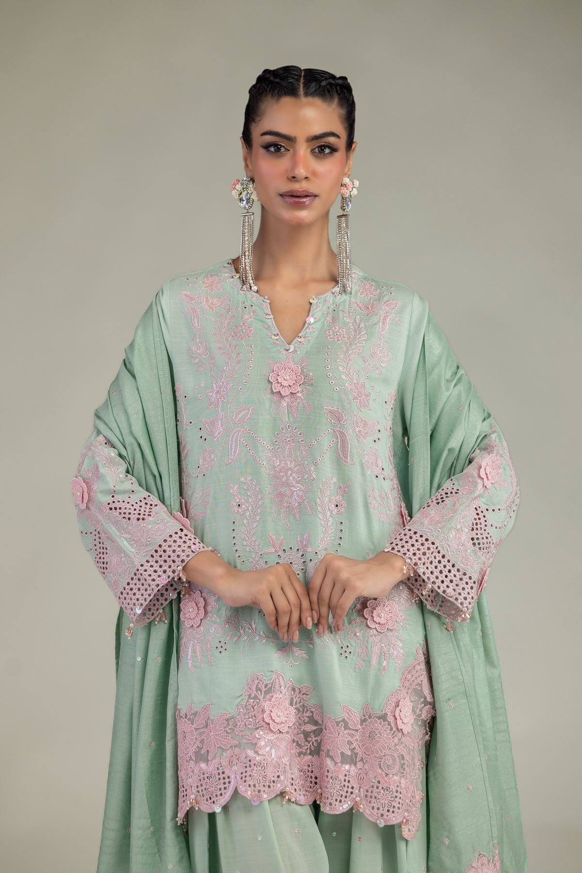 Raw Silk 3-Piece Co-ord Set - 1-26-245-A-I1-VG